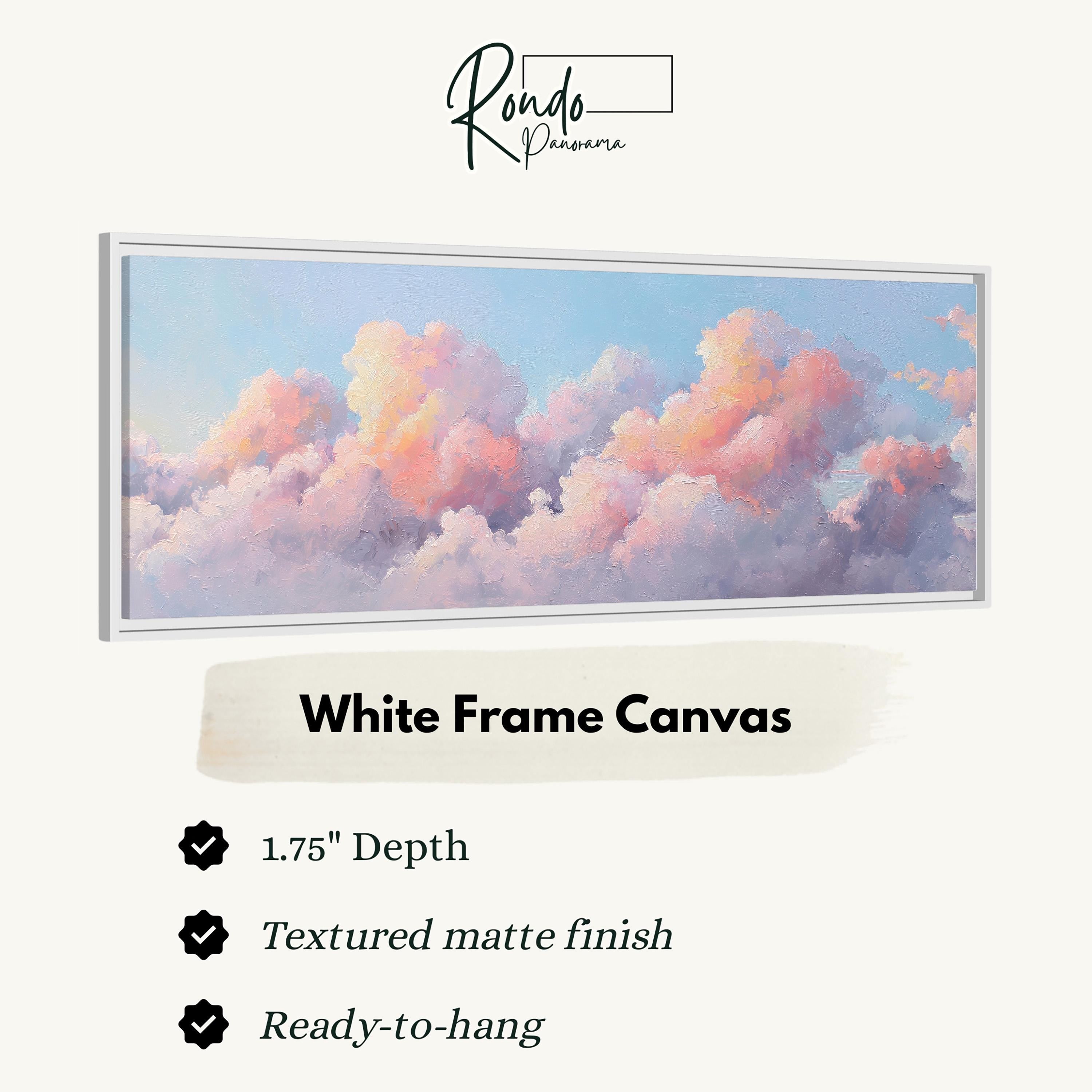 The image is a white frame canvas depicting a beautiful cloud-filled sky.