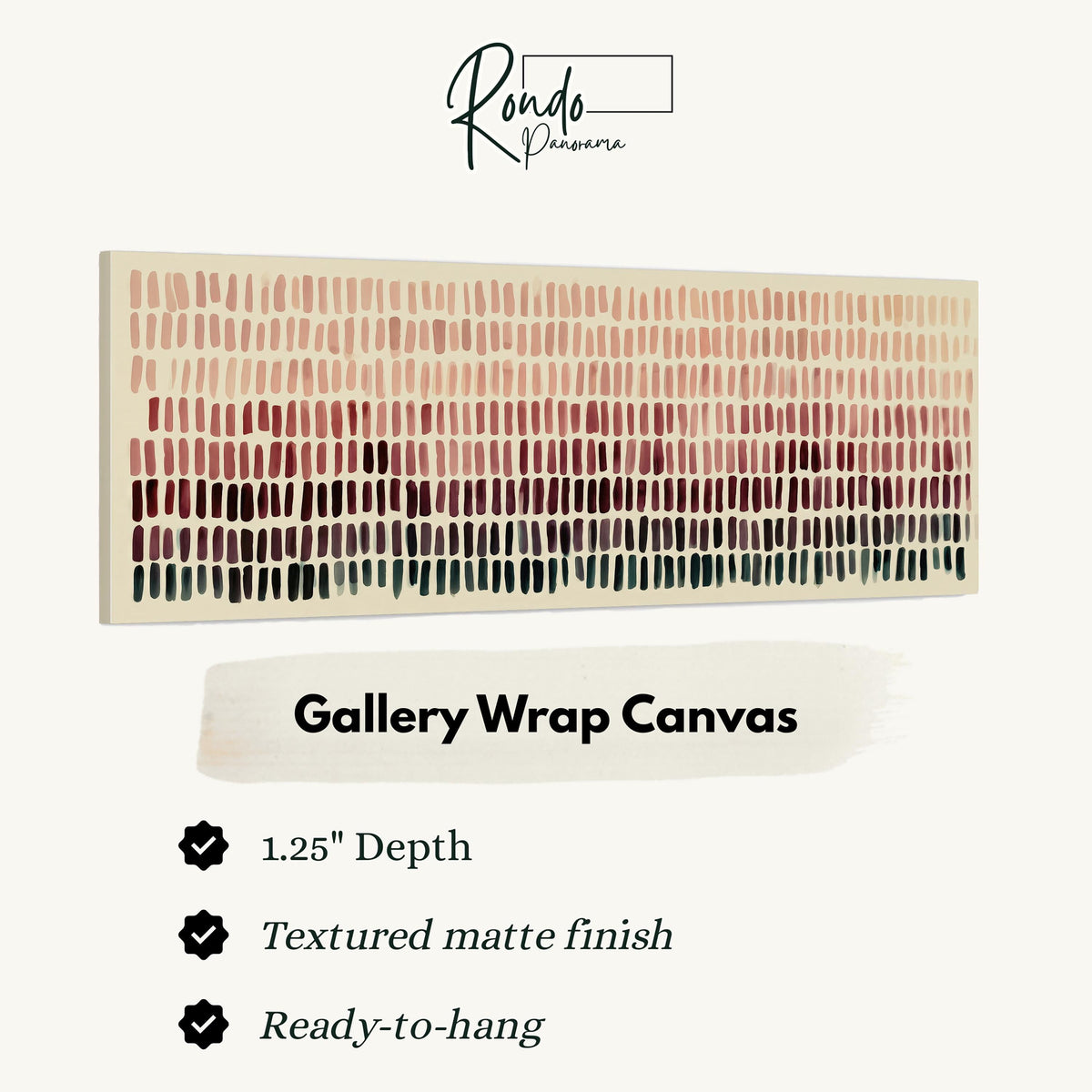 Brushmarks fading from blush to deep maroon gallery wrap canvas with the image wrapped around the edges