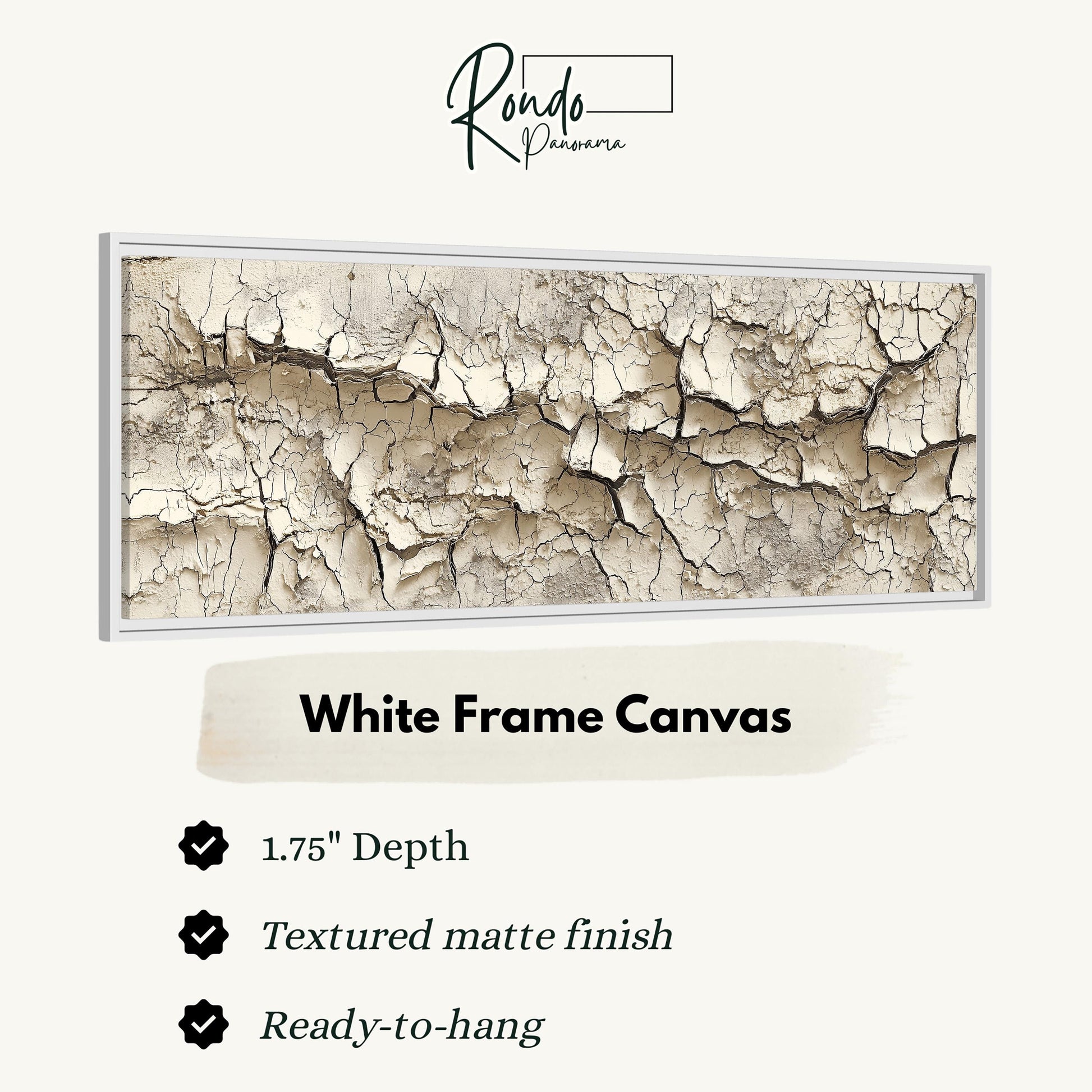 The image is a white frame canvas with a textured matte finish, and it is described as a 1.75" depth canvas.