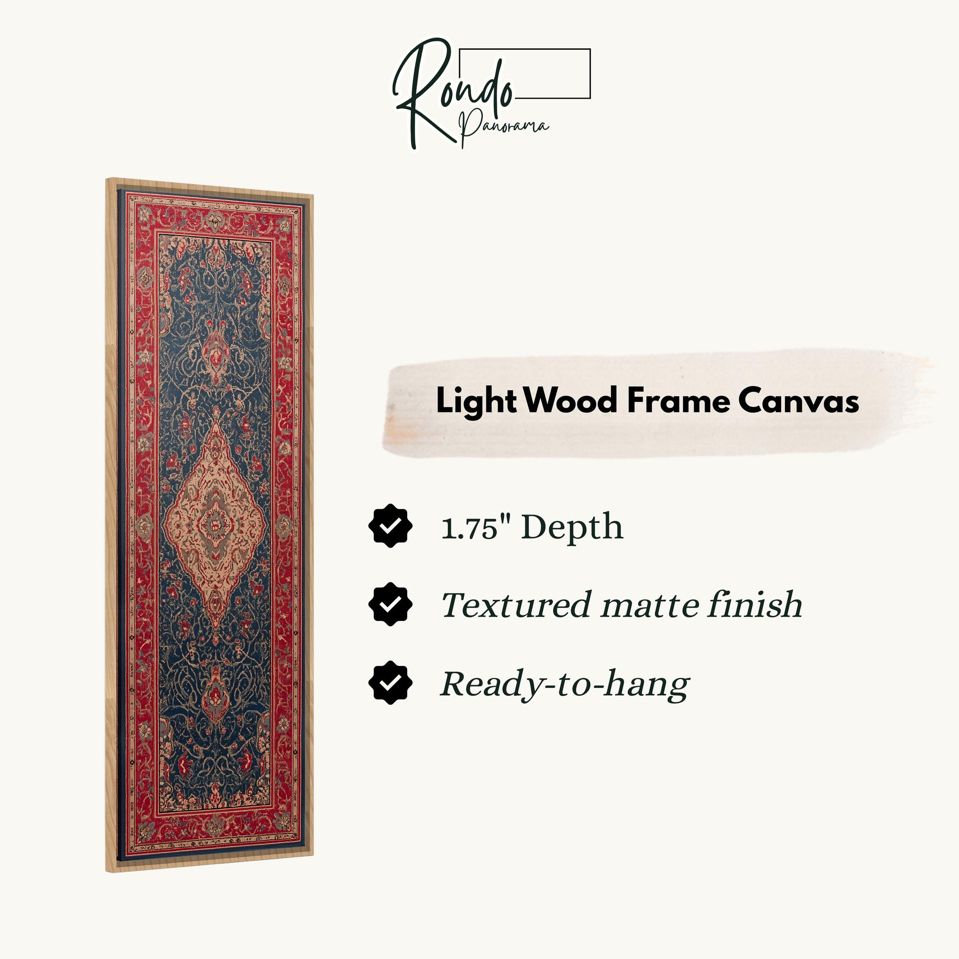 a light wood frame canvas with a detailed pattern on the left side.