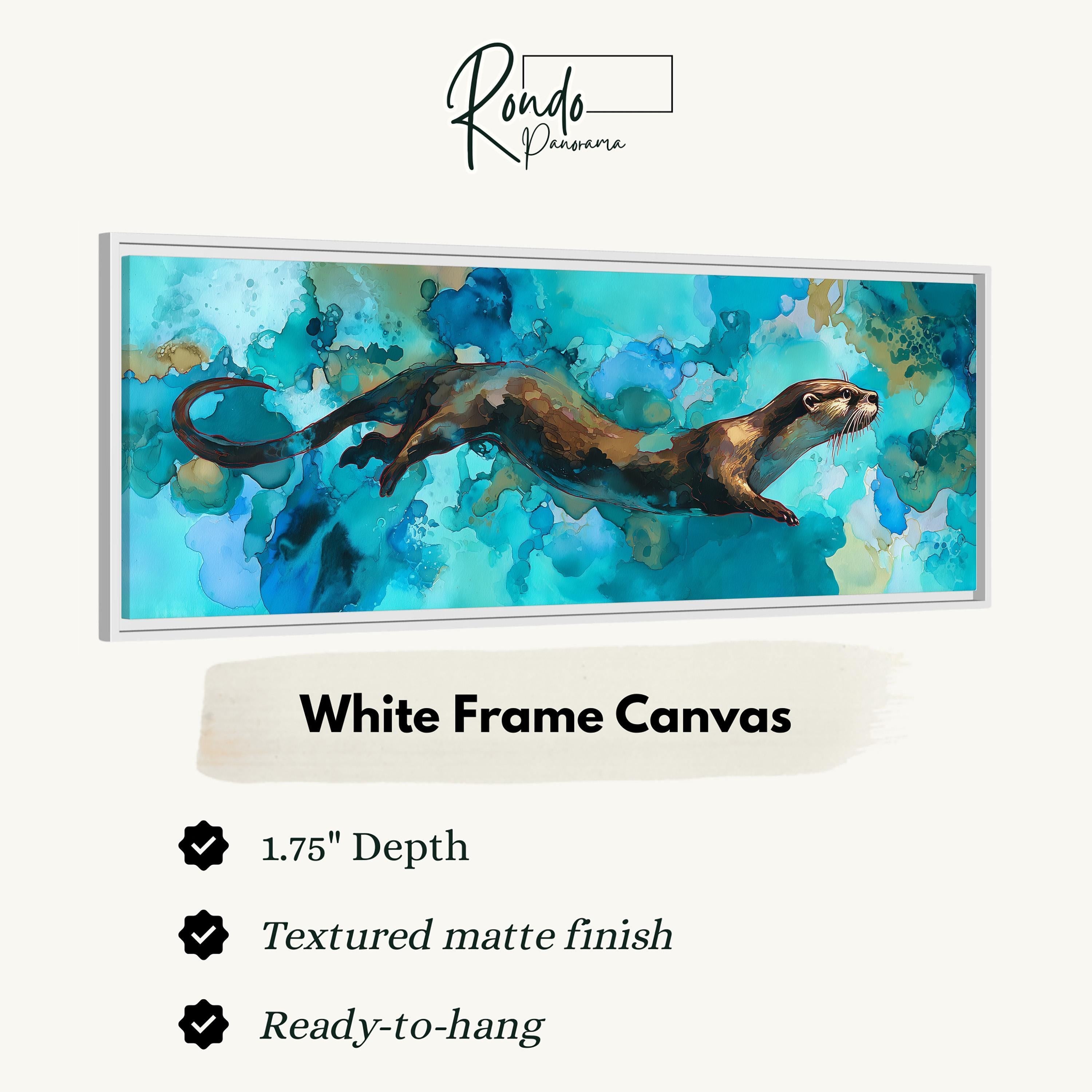Whimsical River Otter - Wide Panoramic Canvas Art