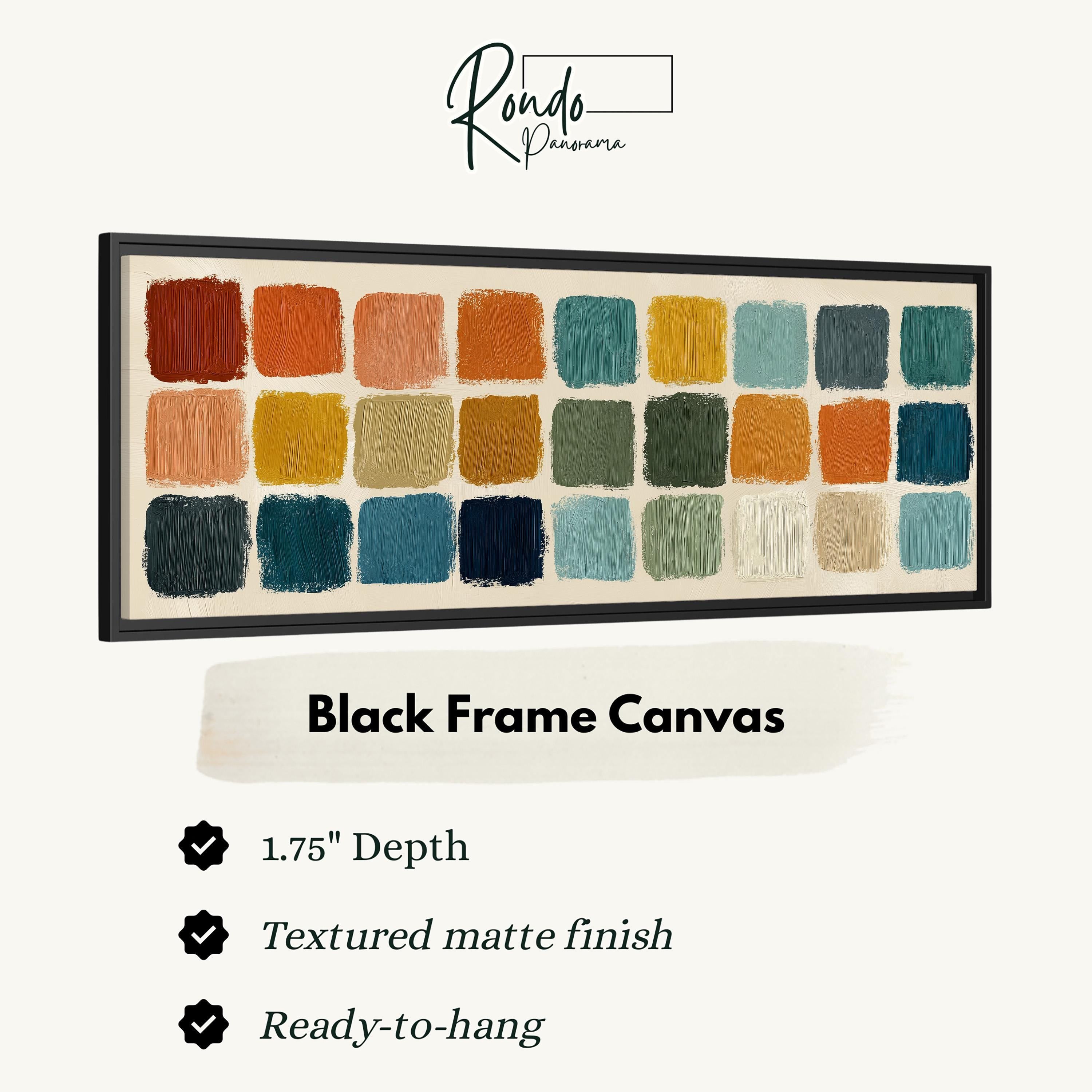 Abstract Color Block Art - Long Horizontal Panoramic Framed Canvas