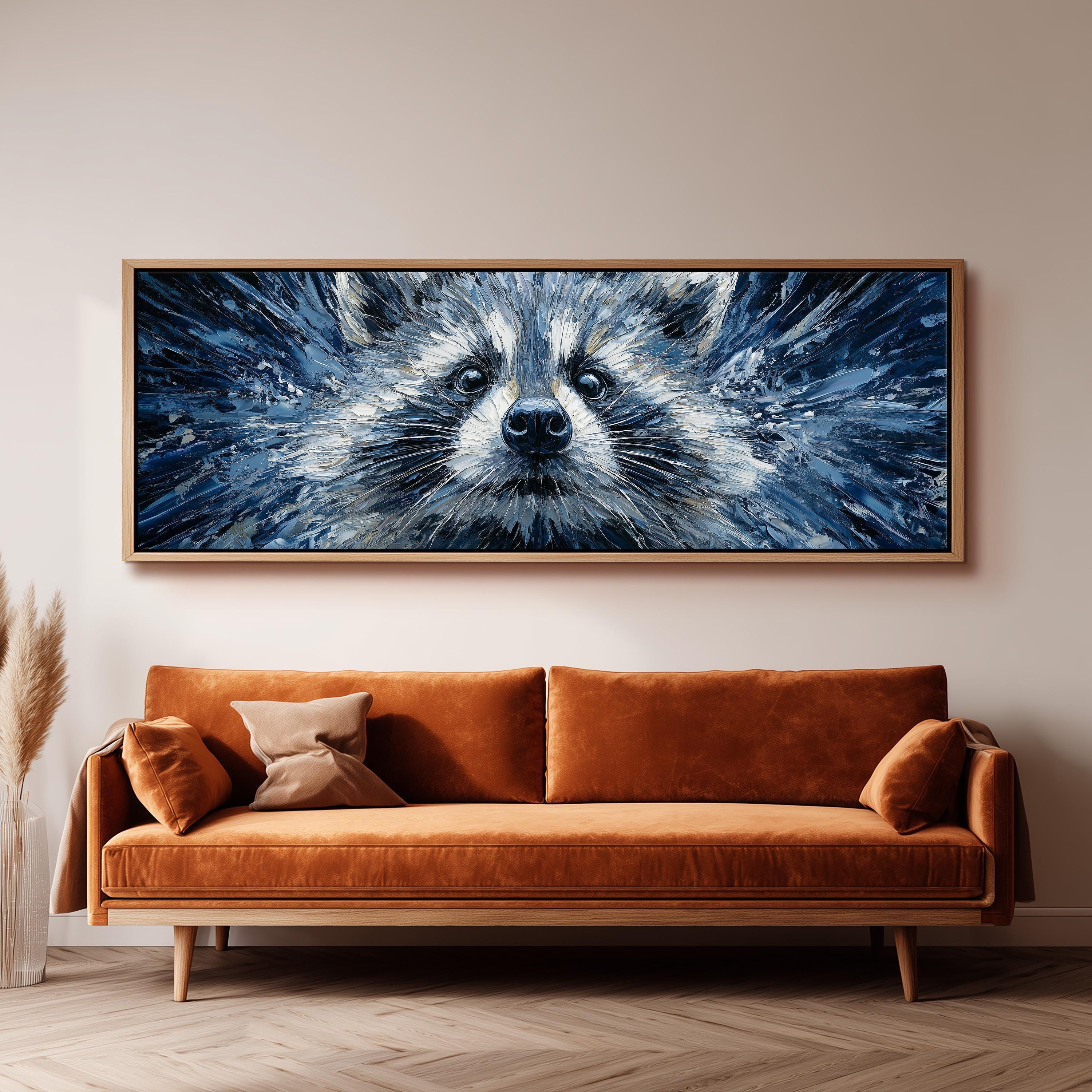 Abstract Raccoon - Wide Panoramic Canvas Art