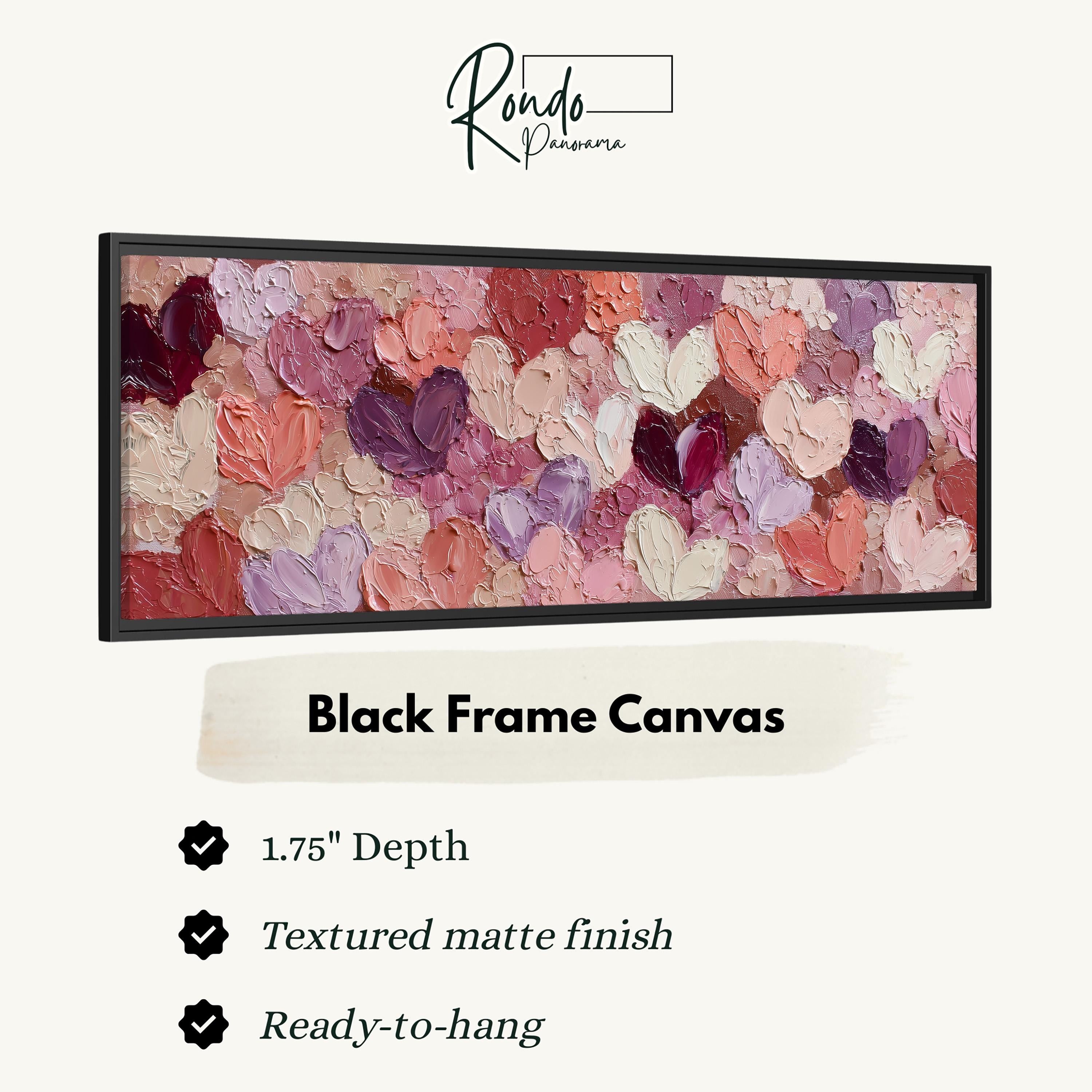 The image is a black frame canvas with a textured matte finish, and it is ready to hang.