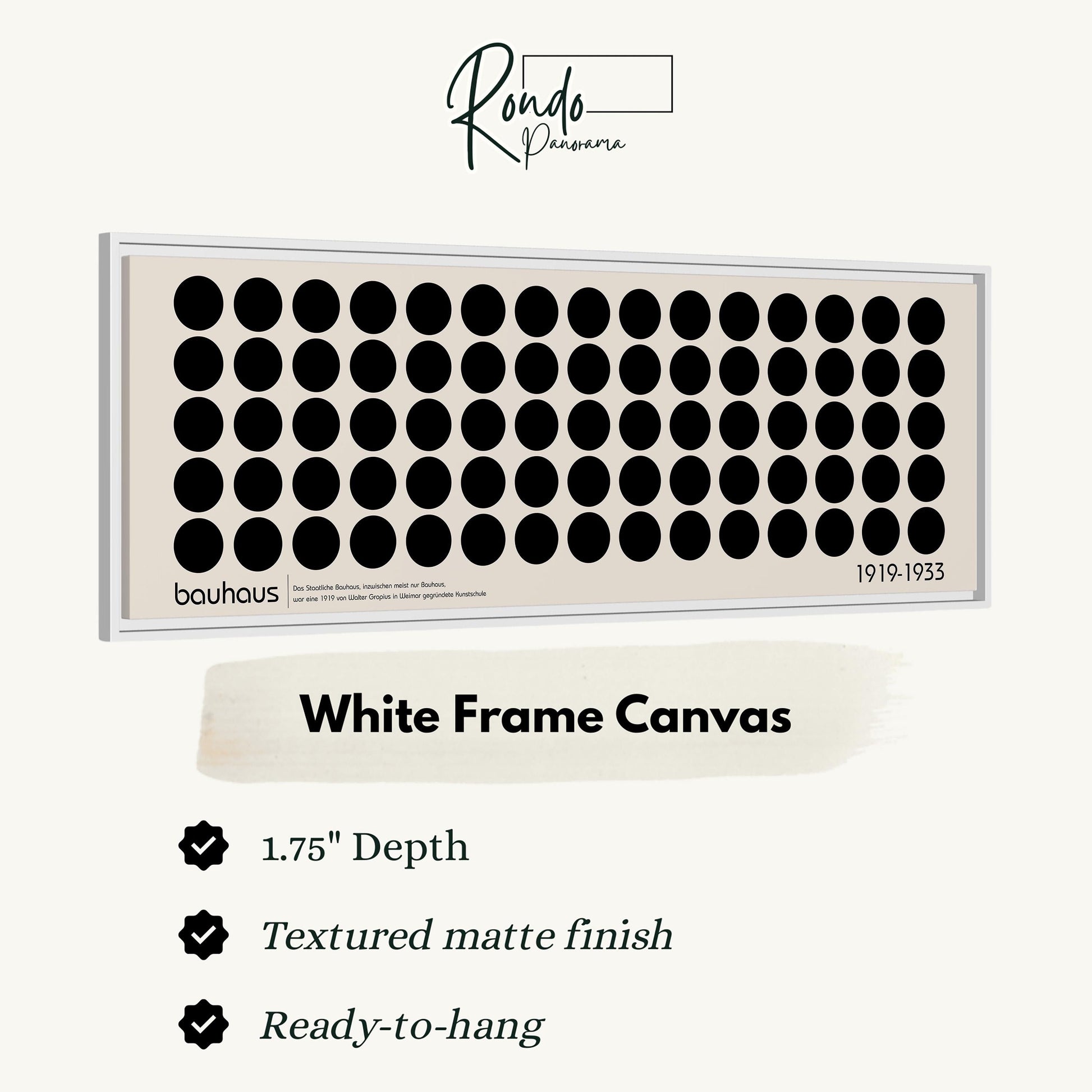 The image is a white frame canvas with a repeating pattern of black circles.