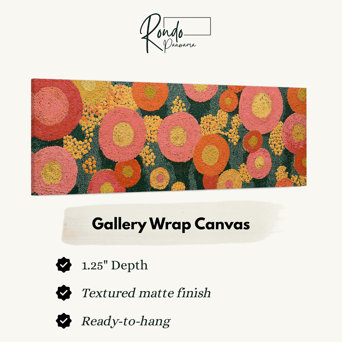 Pink circle blooms gallery wrap canvas with the image wrapped around the edges