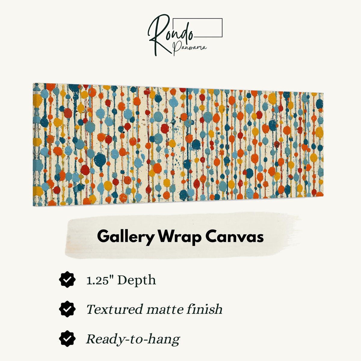 Strings of colorful polka dot blooms gallery wrap canvas with the image wrapped around the edges