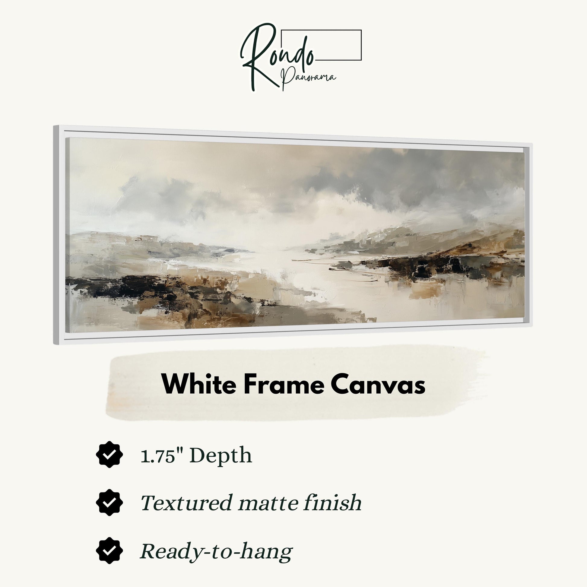 The image is a white frame canvas depicting a landscape with a cloudy sky and a body of water.