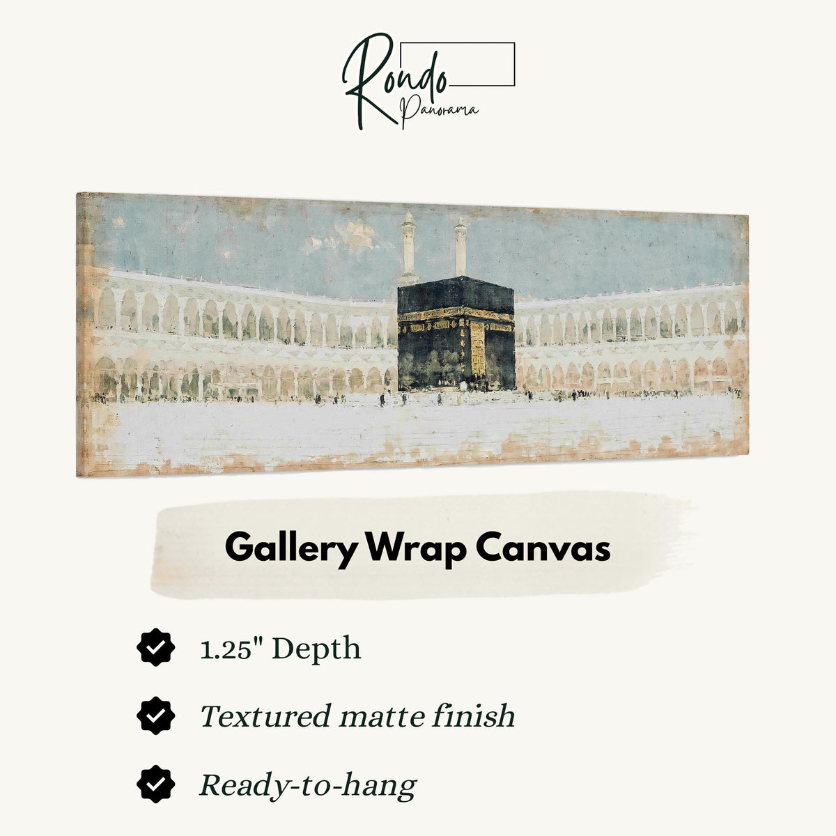 The Kaaba in the Grand Mosque courtyard gallery wrap canvas with the image wrapped around the edges