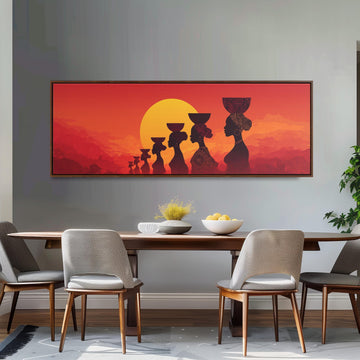 African Women Silhouette - Wide Panoramic Canvas Art