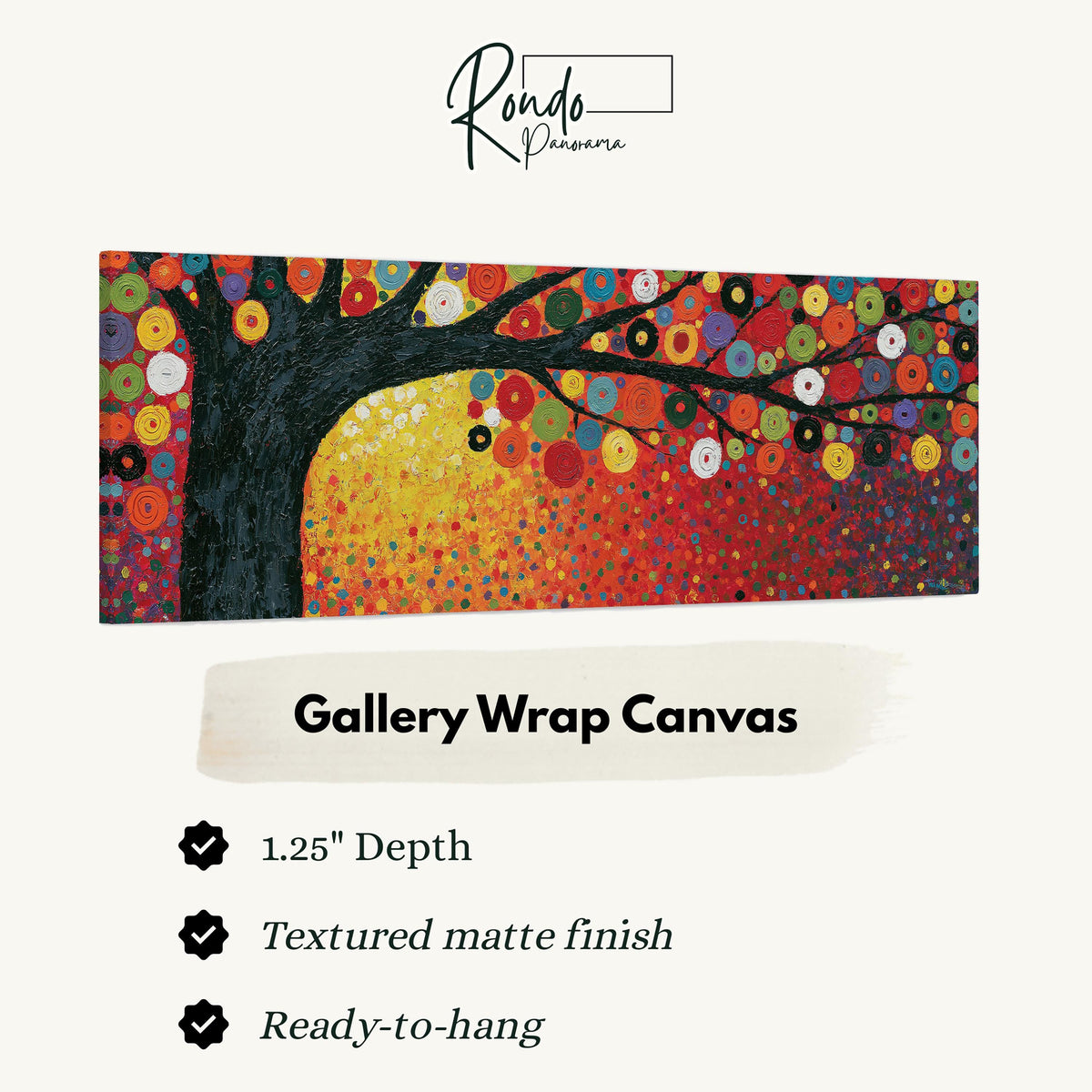 Amber tree of life in a Klimt style gallery wrap canvas with the image wrapped around the edges