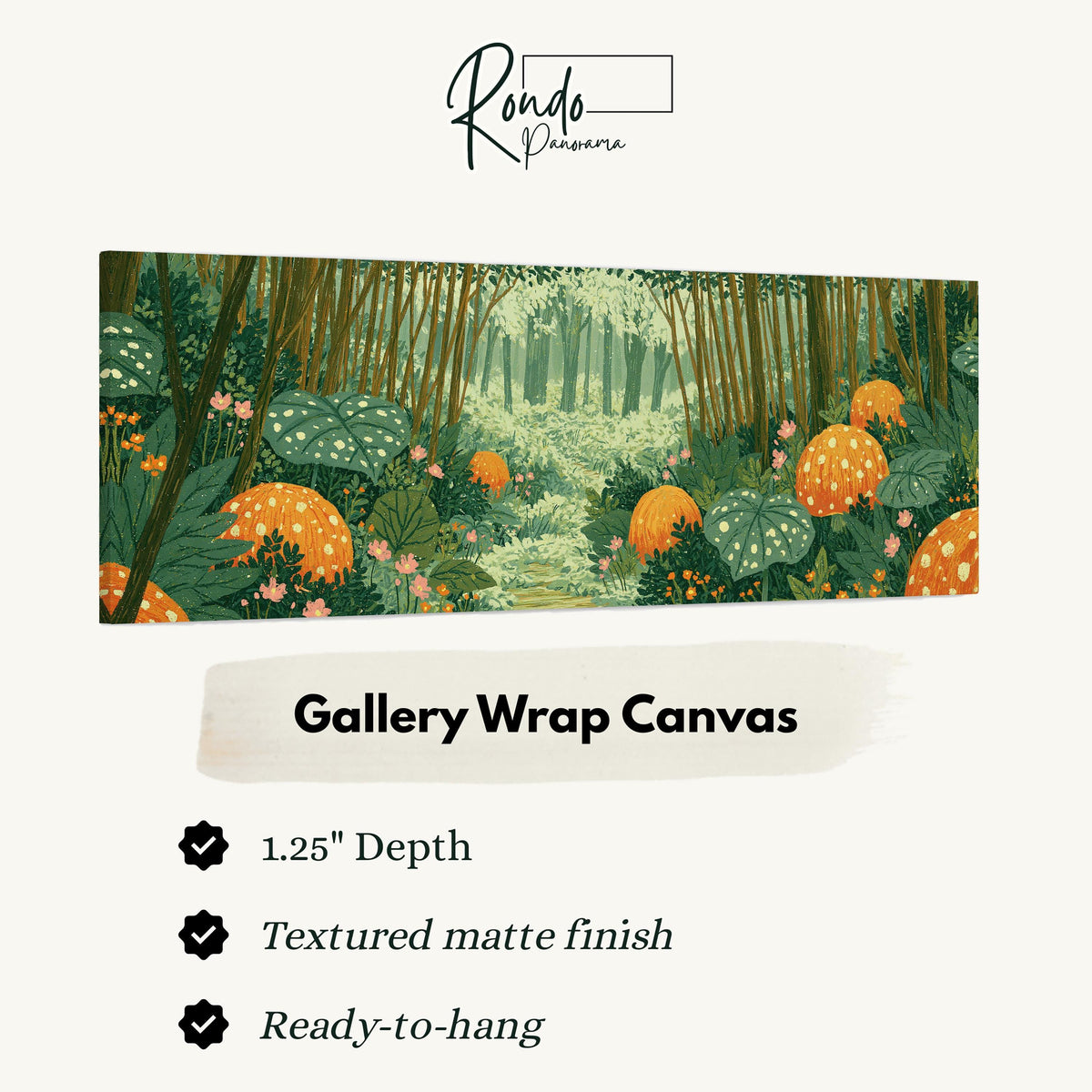 Amber mushroom forest gallery wrap canvas with the image wrapped around the edges