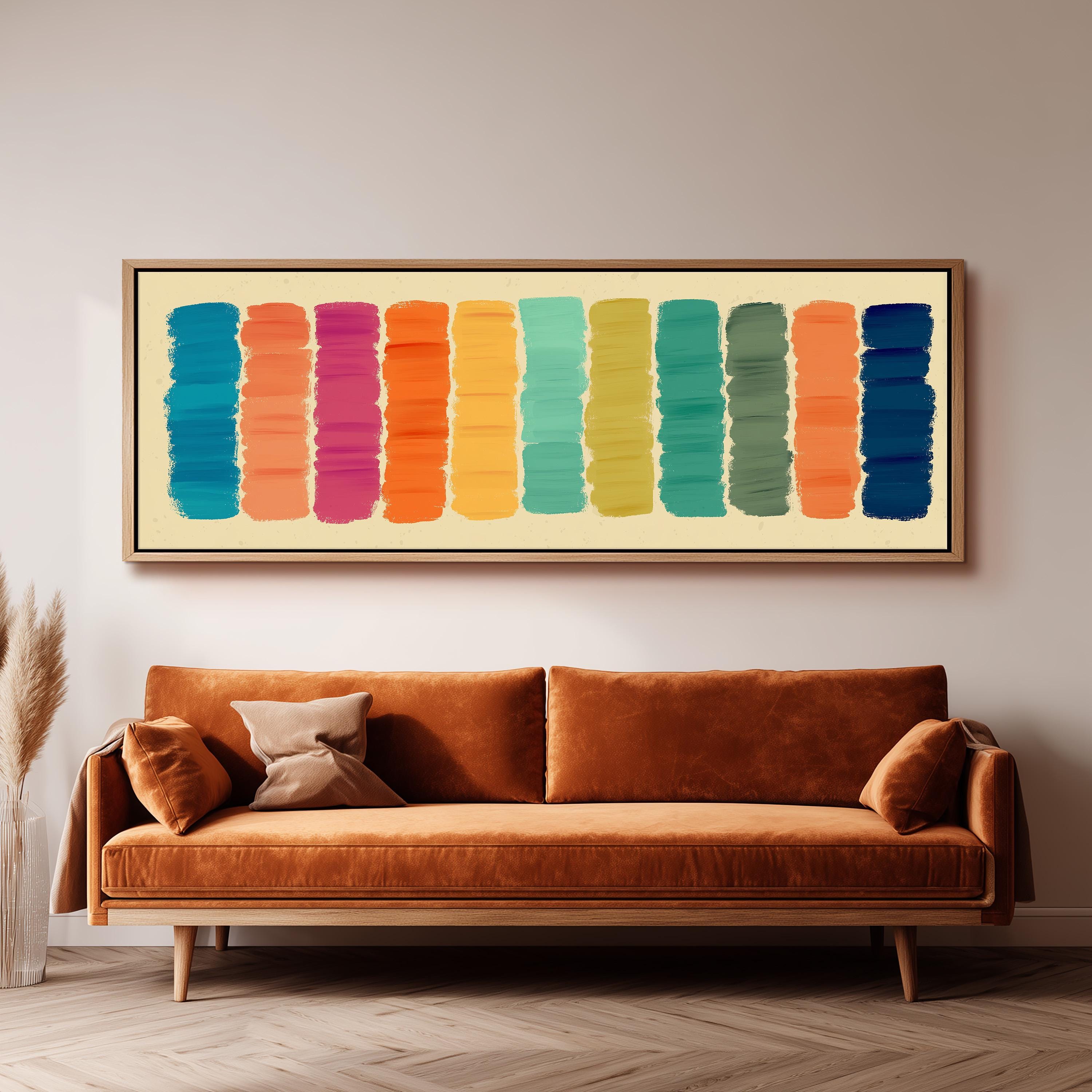 Colorful Stripes - Long Horizontal Panoramic Framed Canvas