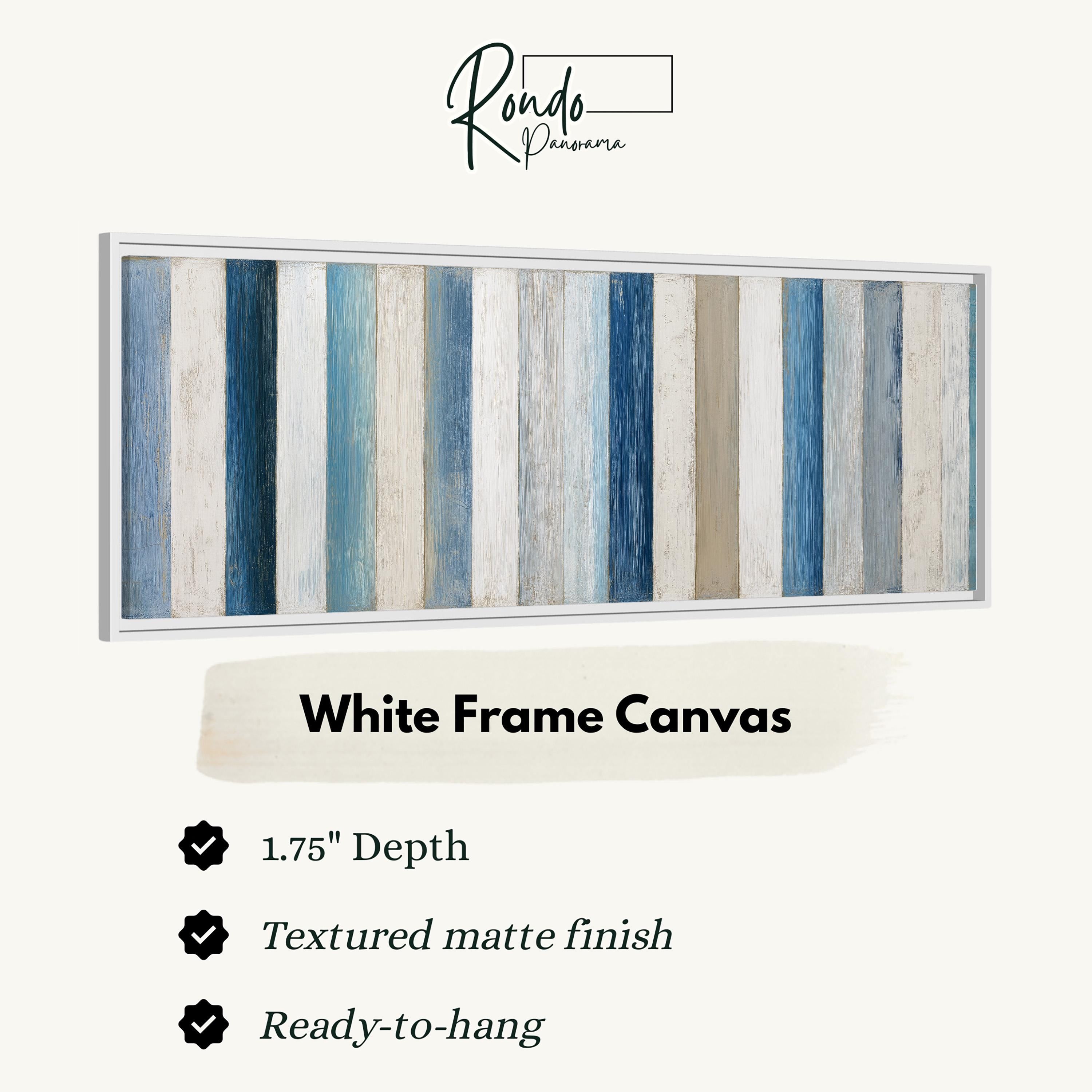 The image is a white frame canvas with a textured matte finish, measuring 1.75" in depth. It is ready to hang and has a textured matte finish.