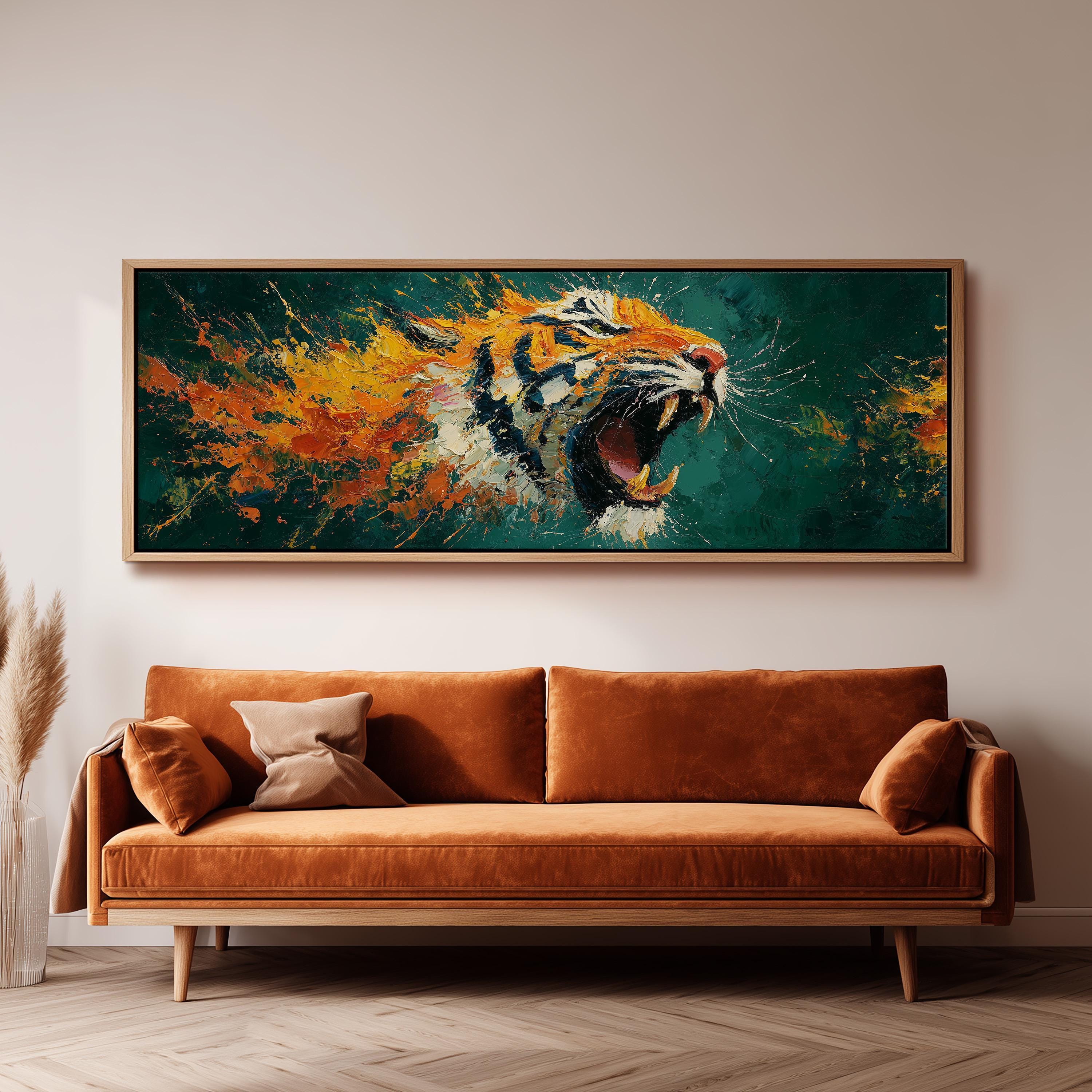 Abstract Roaring Tiger - Orange and Blue Art