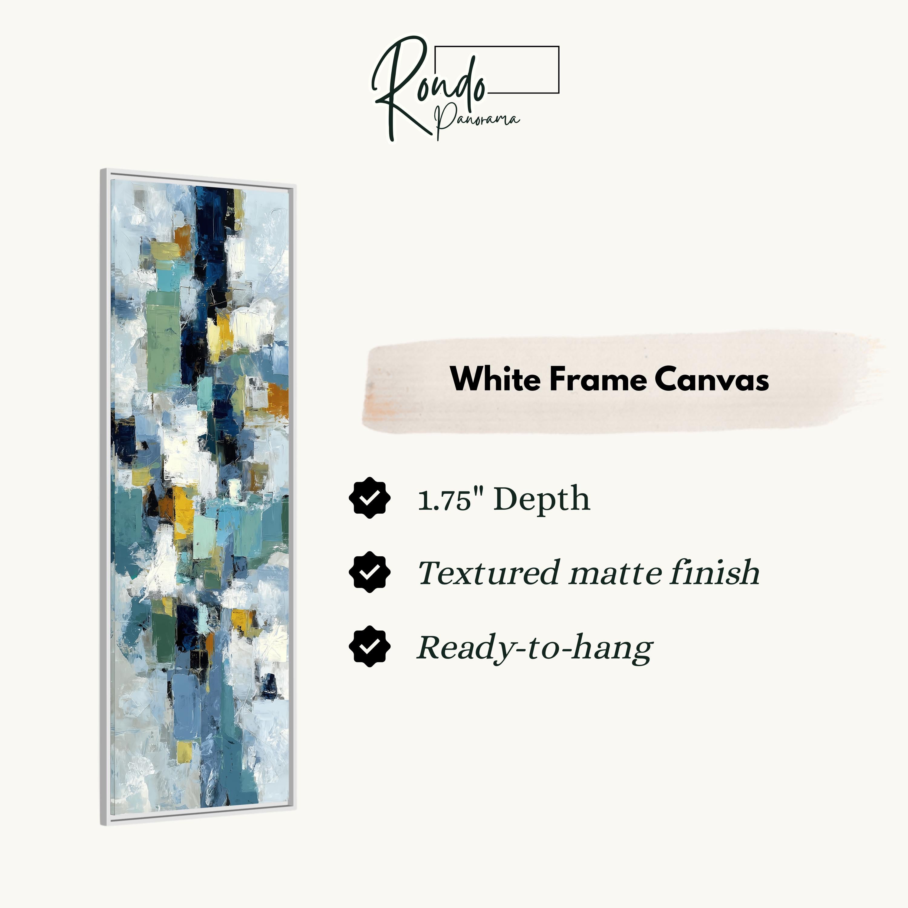 The image is a white frame canvas with an abstract painting on it.
