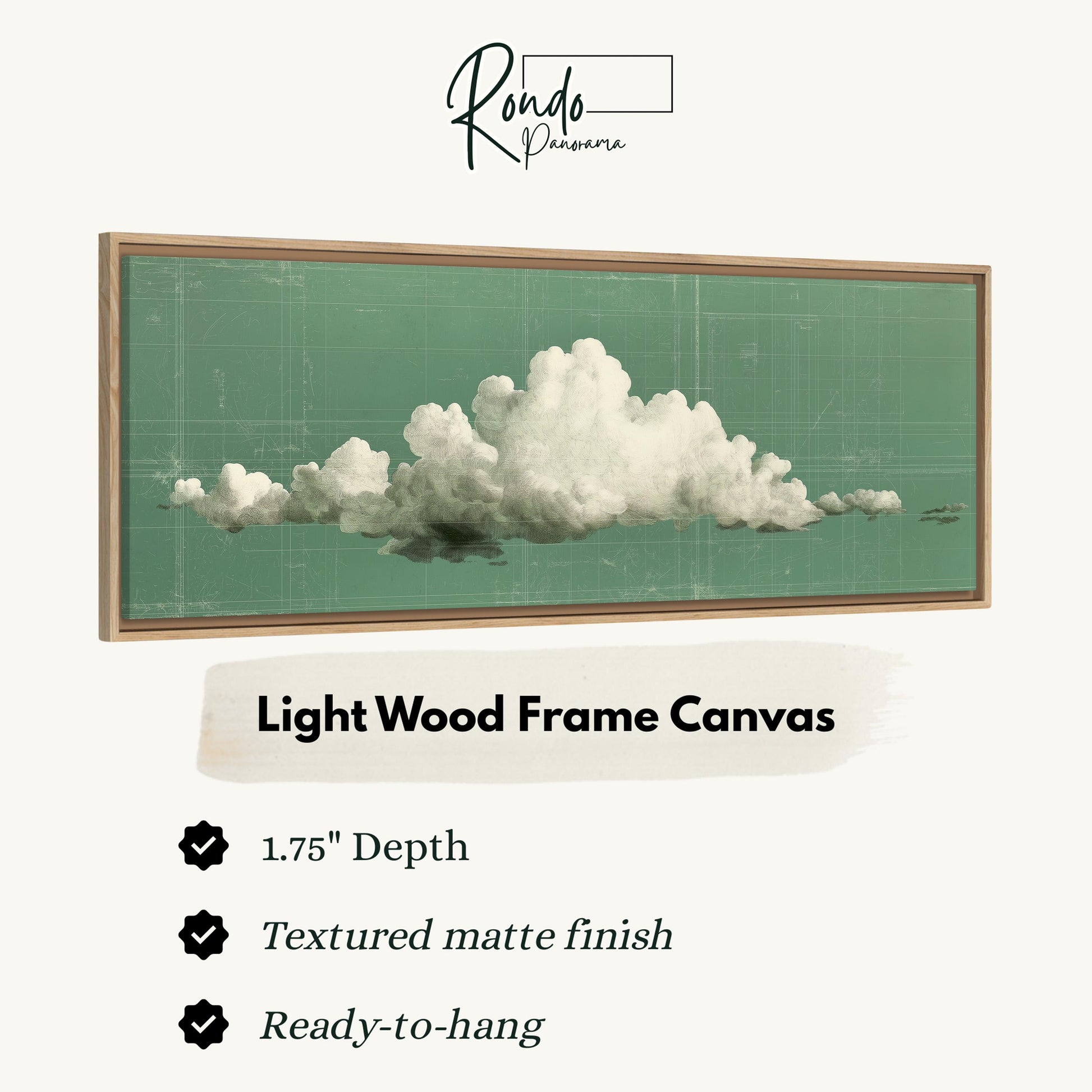 a light wood frame canvas with a depiction of a cloud.