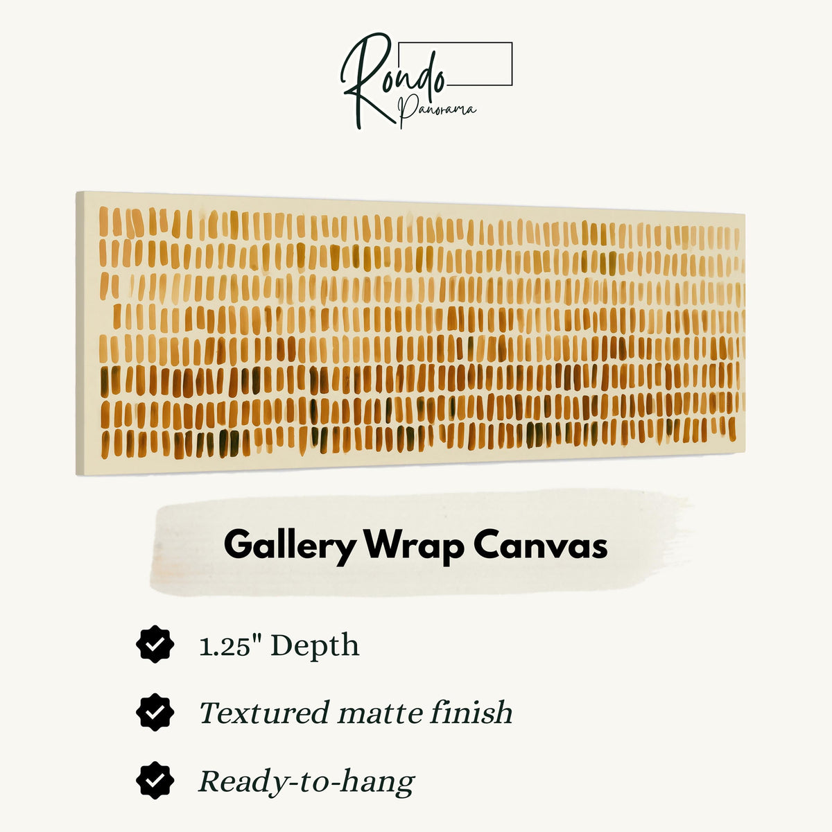 Brushmarks fading from cream to amber gallery wrap canvas with the image wrapped around the edges