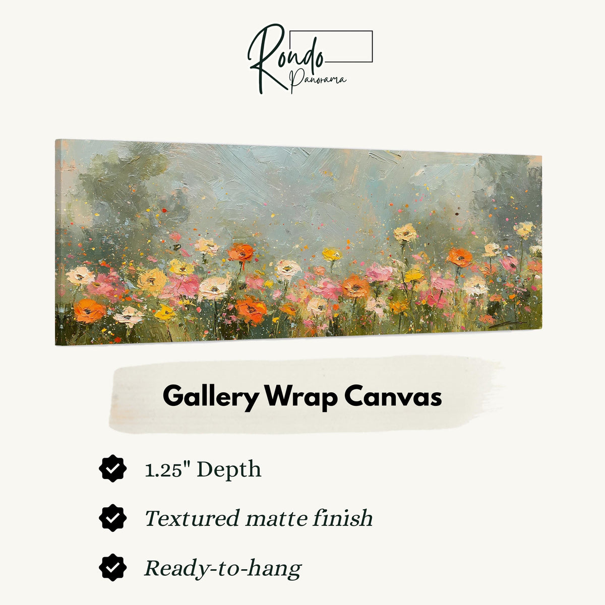 Impressionist wildflower meadow gallery wrap canvas with the image wrapped around the edges