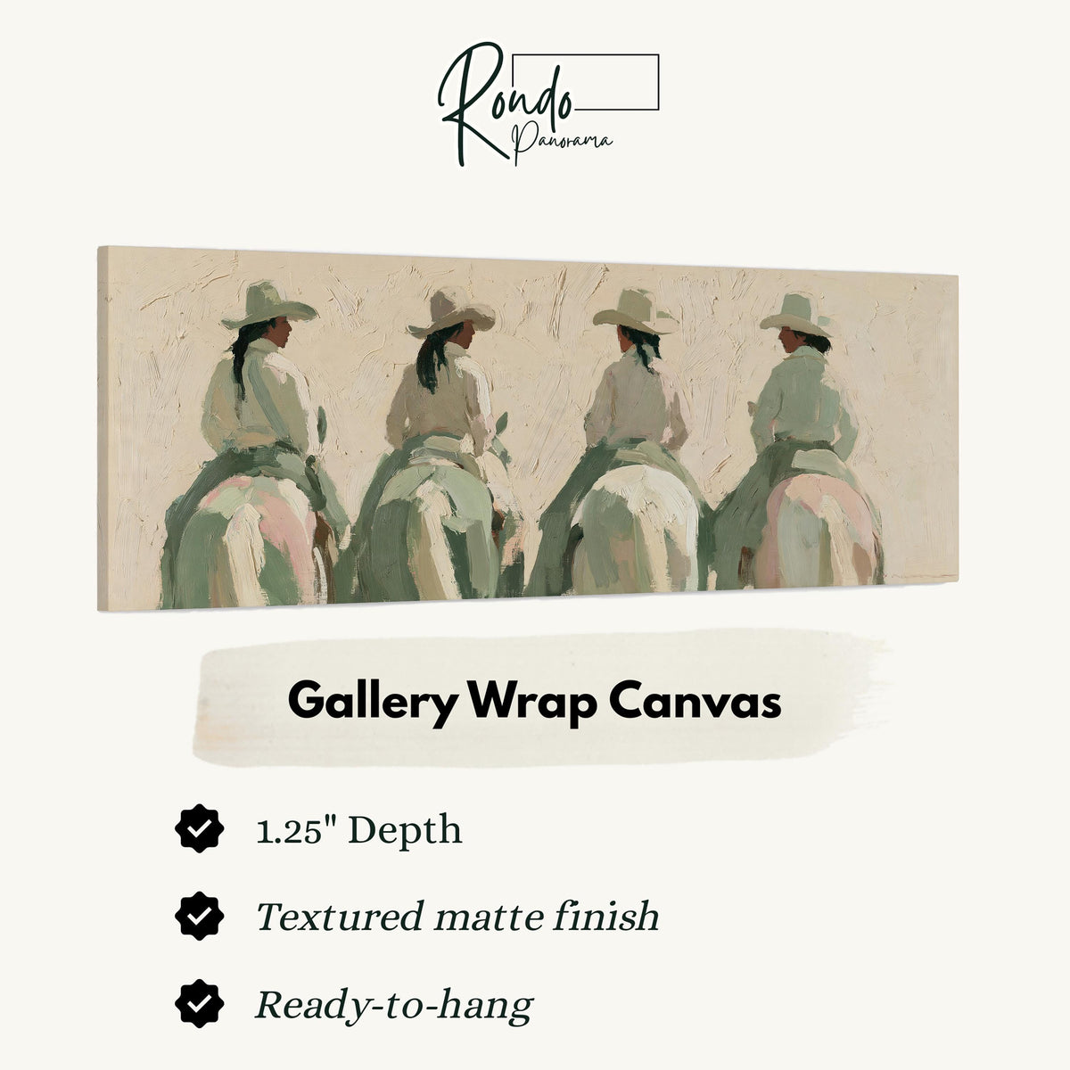 Cowgirl trail riders gallery wrap canvas with the image wrapped around the edges