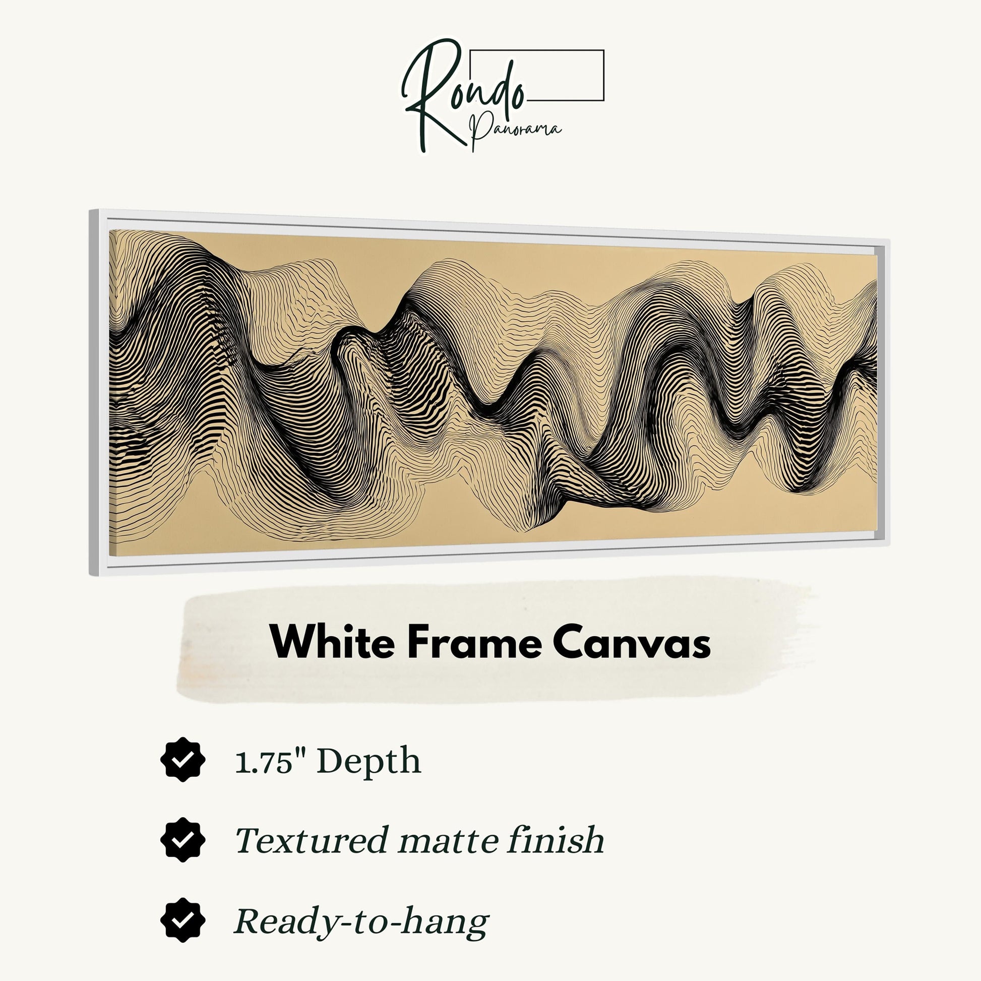 a white frame canvas with a black wave-like pattern on it.