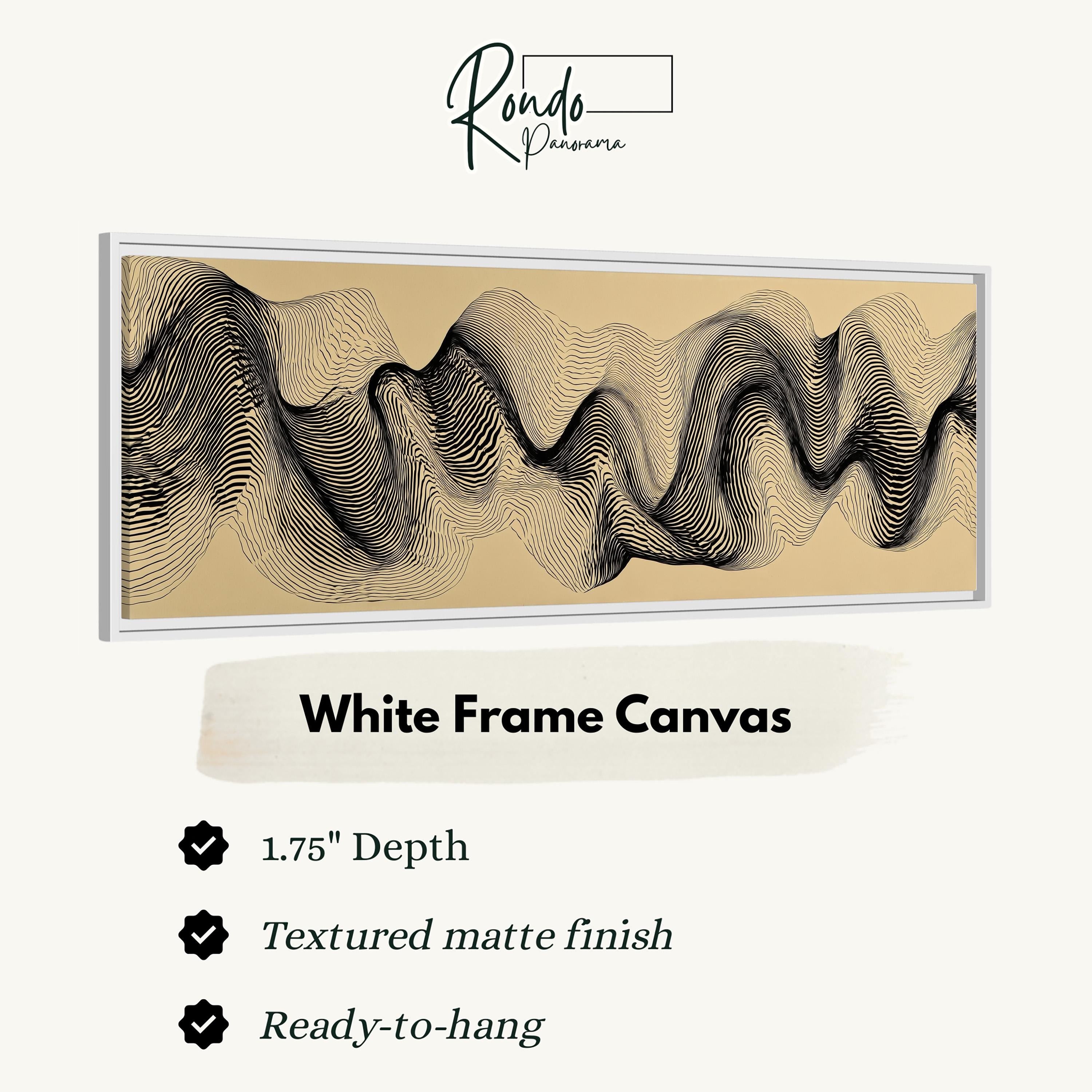 a white frame canvas with a black wave-like pattern on it.