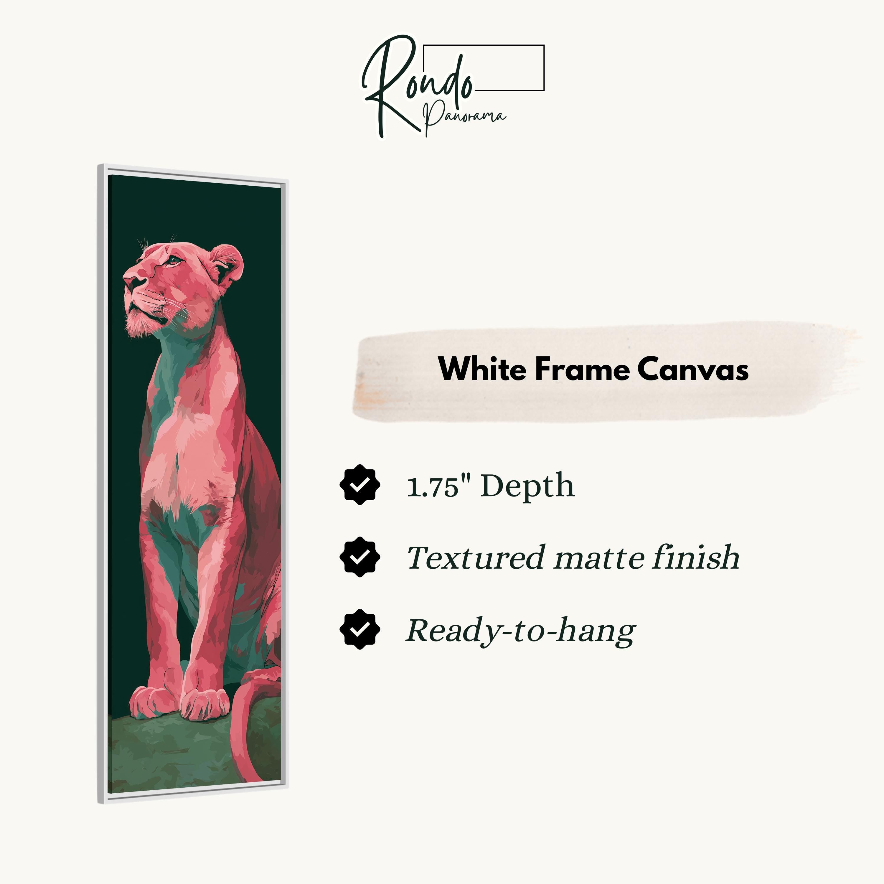 The image is a white frame canvas featuring a vibrant pink panther.