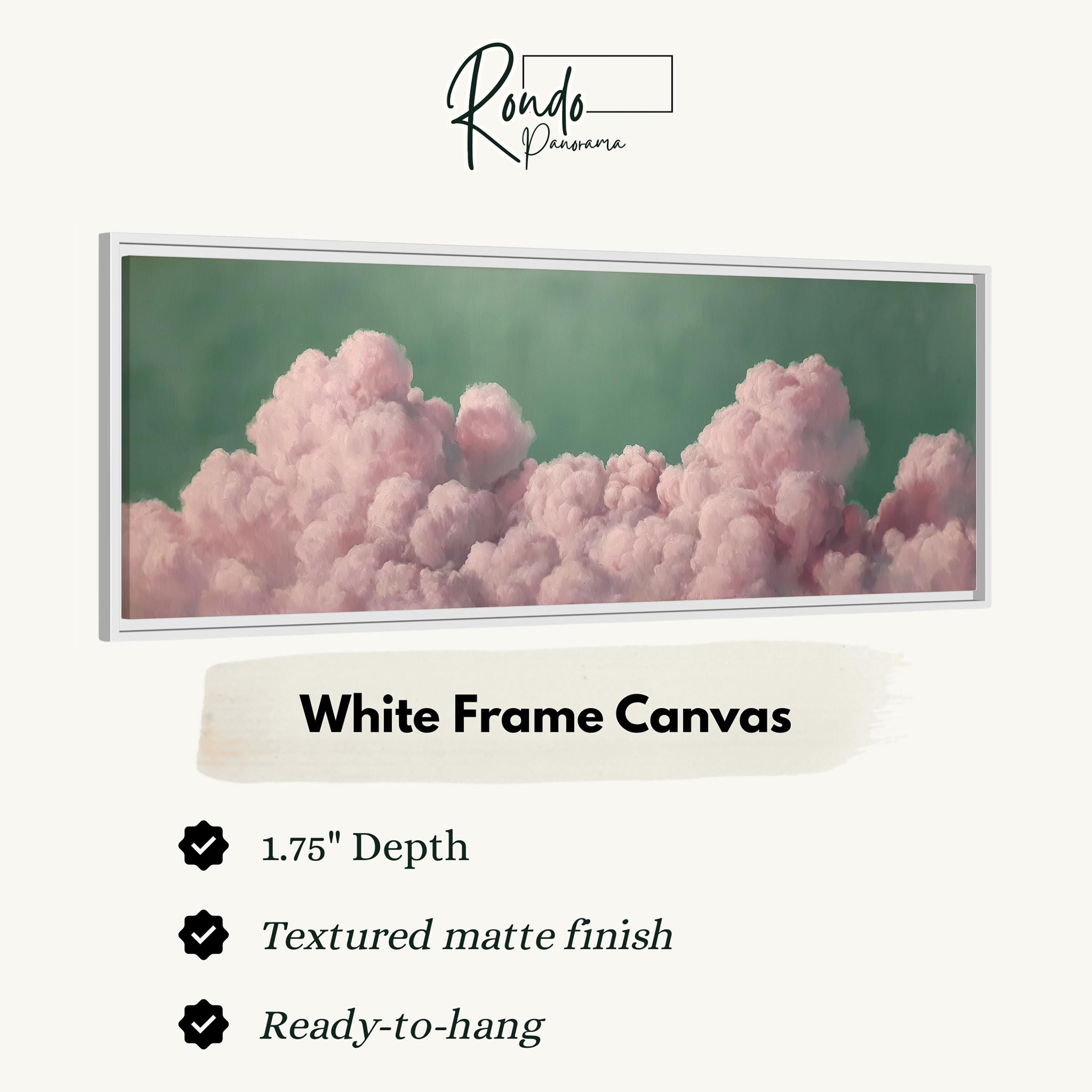 The image is a white frame canvas depicting a cloud with pink and white hues.