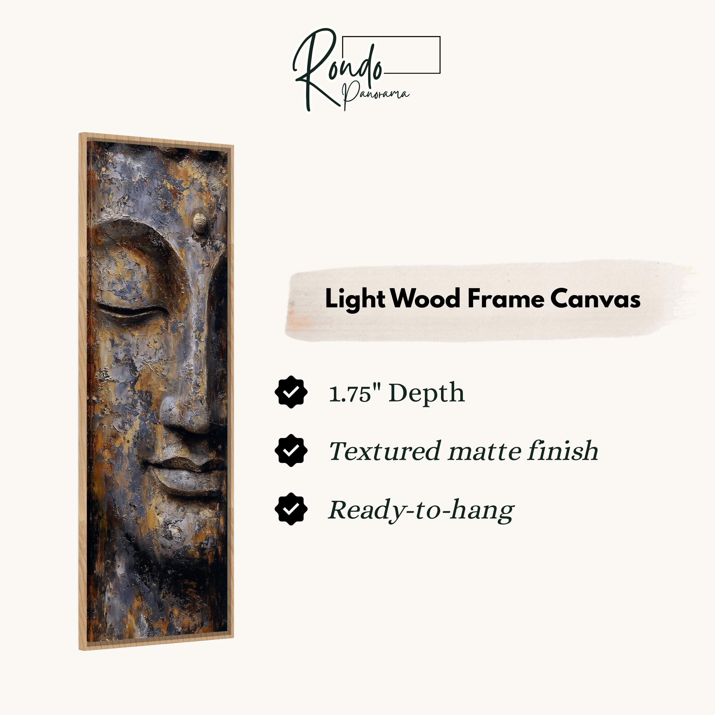 Textured Buddha Face - Vertical Zen Wall Art
