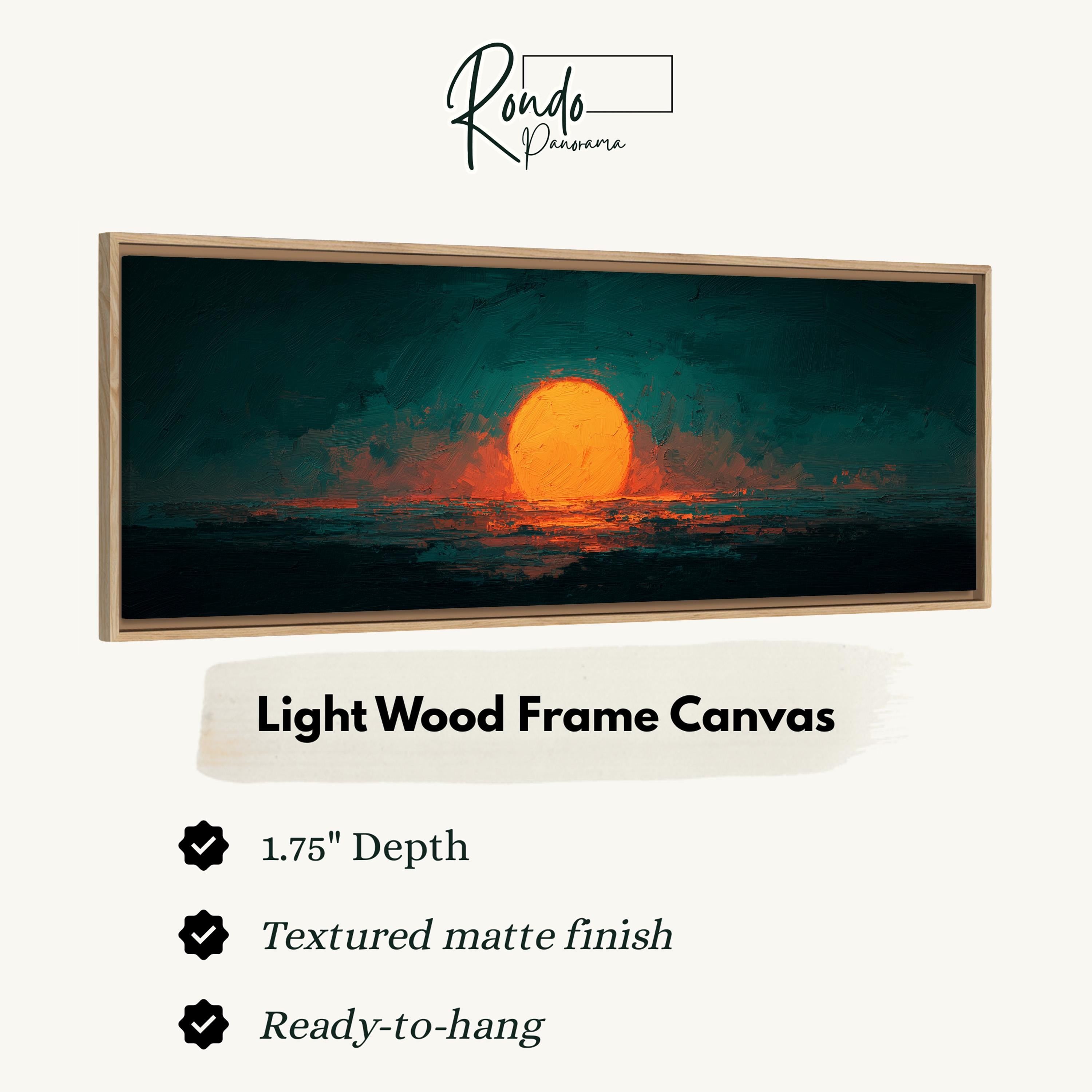 Moody Abstract Sunset - Long Panoramic Framed Canvas Art