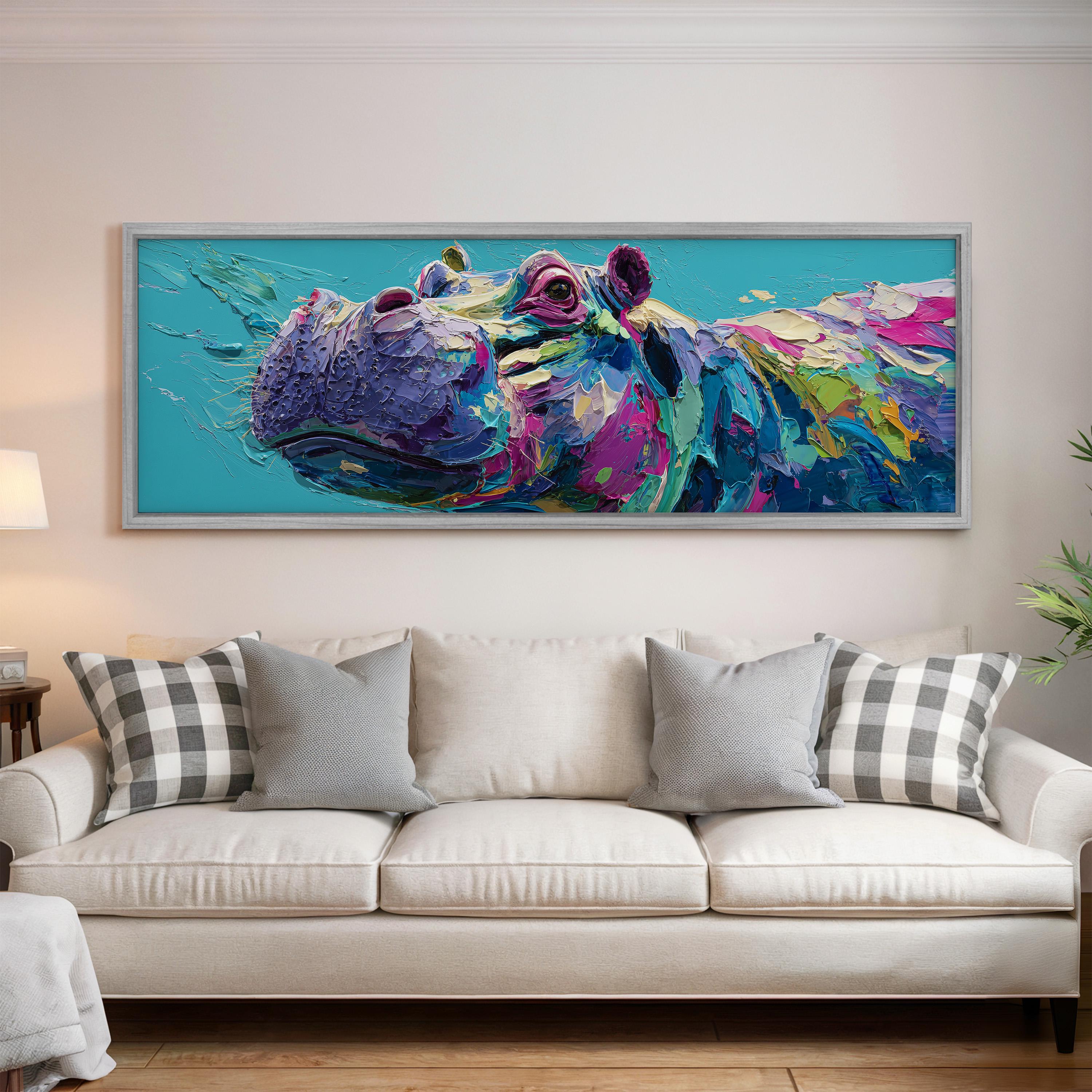 Abstract Hippo - Wide Panoramic Canvas