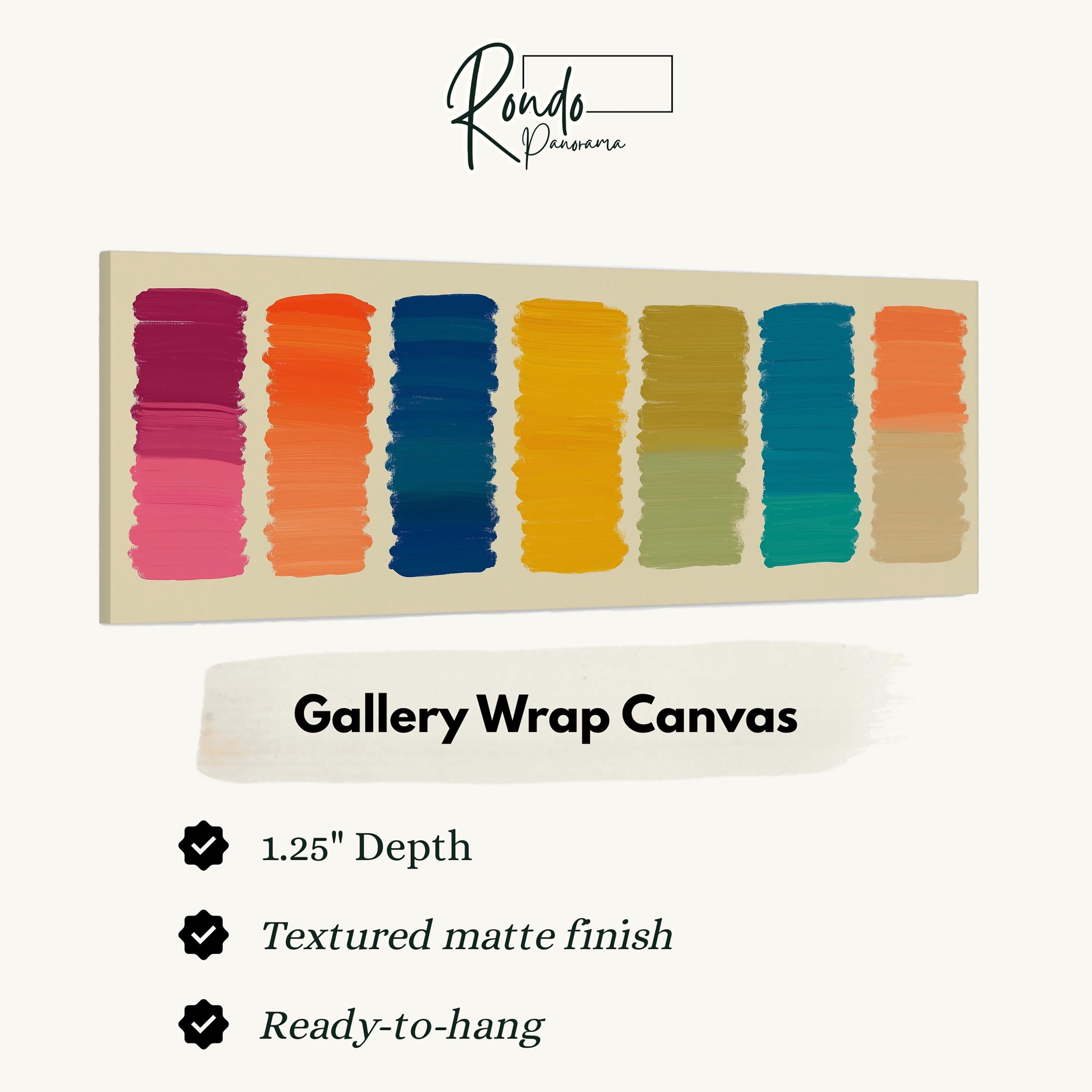 Abstract Color Block Painting - Long Horizontal Panoramic Framed Canvas