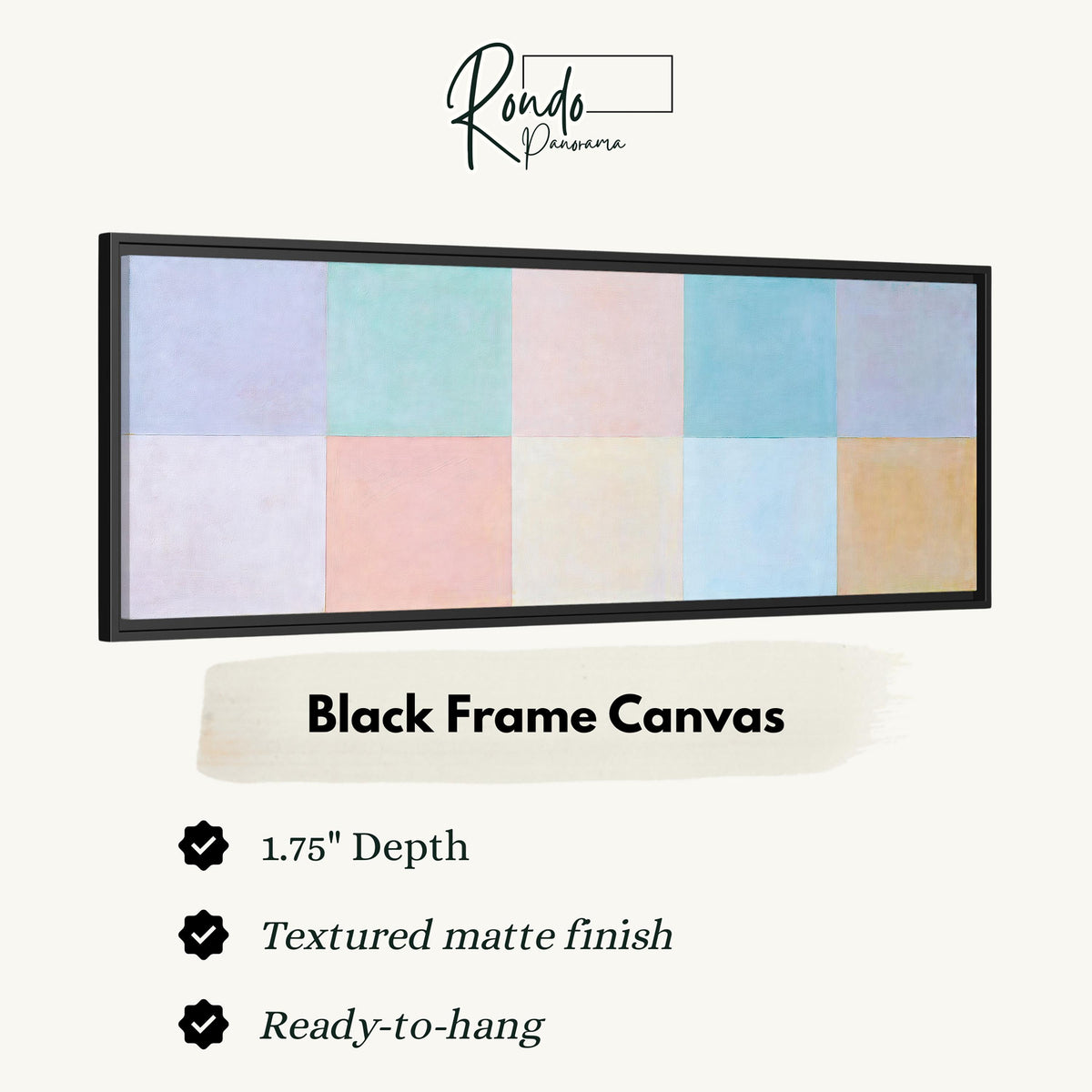 Pastel checkerboard grid canvas print in a black floating frame