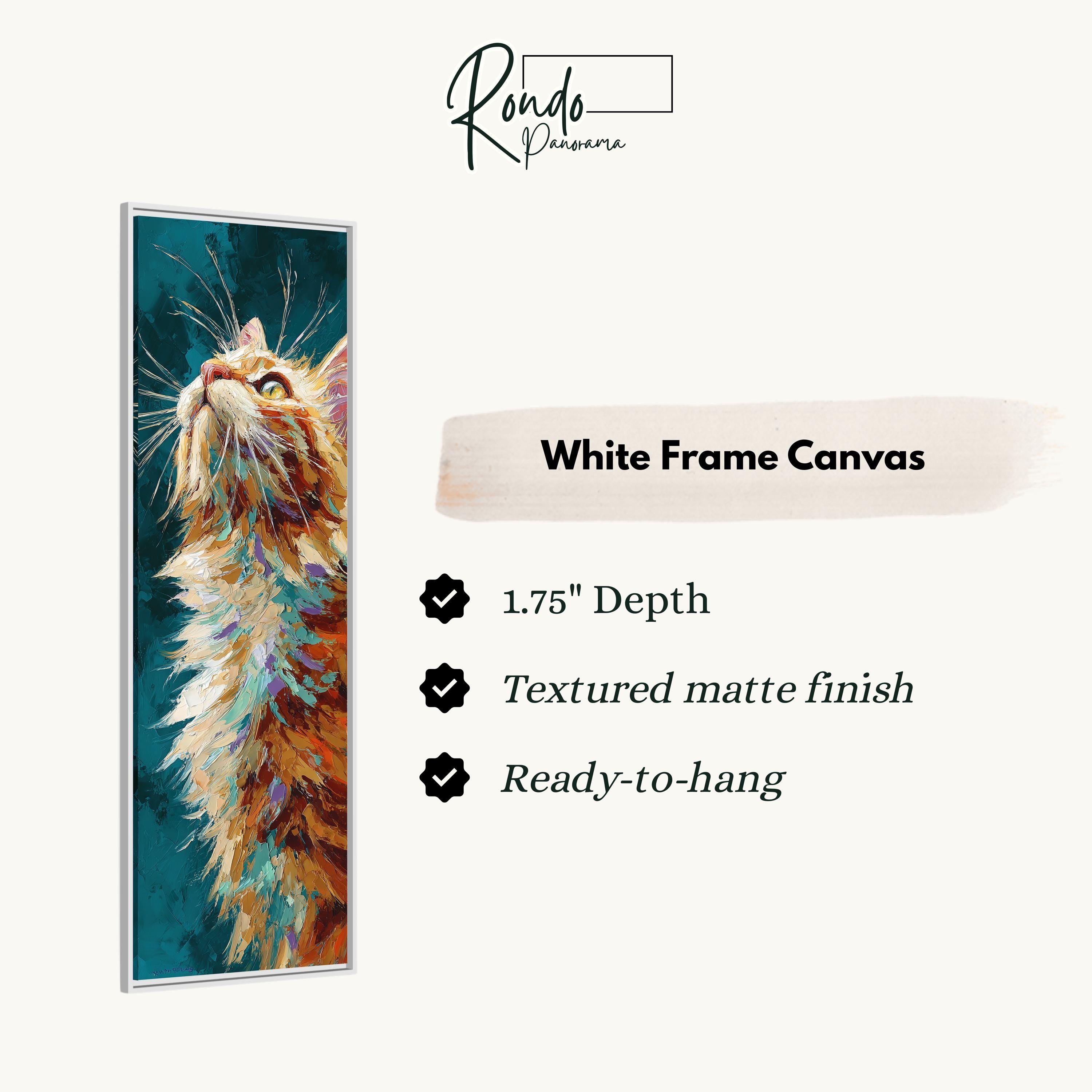 The image is a white frame canvas featuring a close-up of a cat's face with a textured finish.