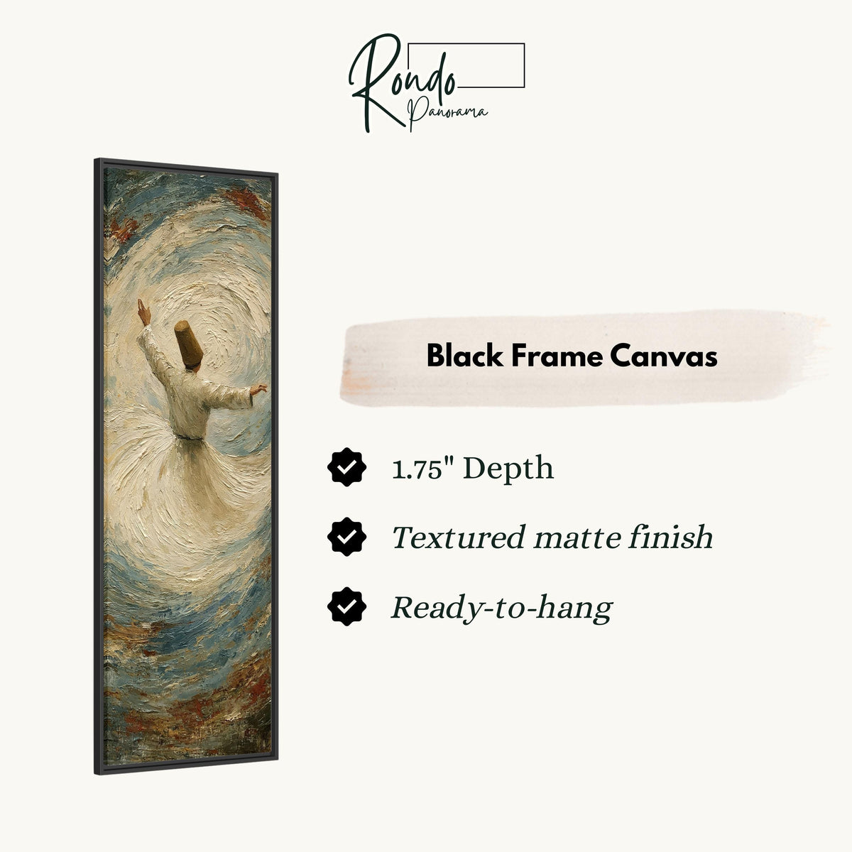 Whirling dervish canvas print in a black floating frame