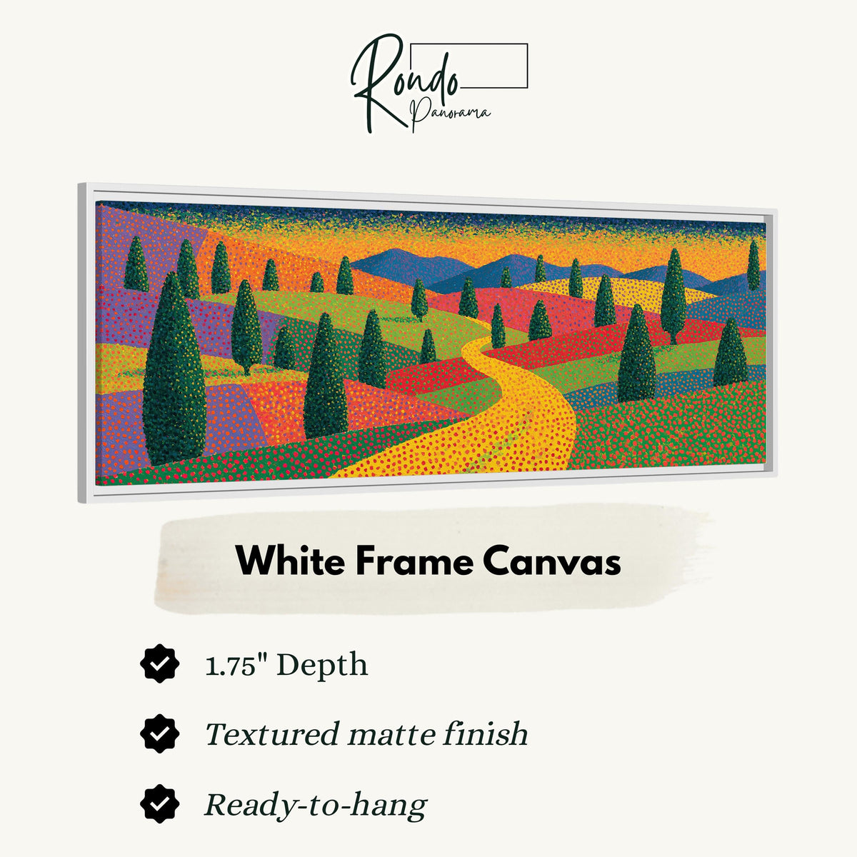 Cypress valley with a winding road canvas print in a white floating frame