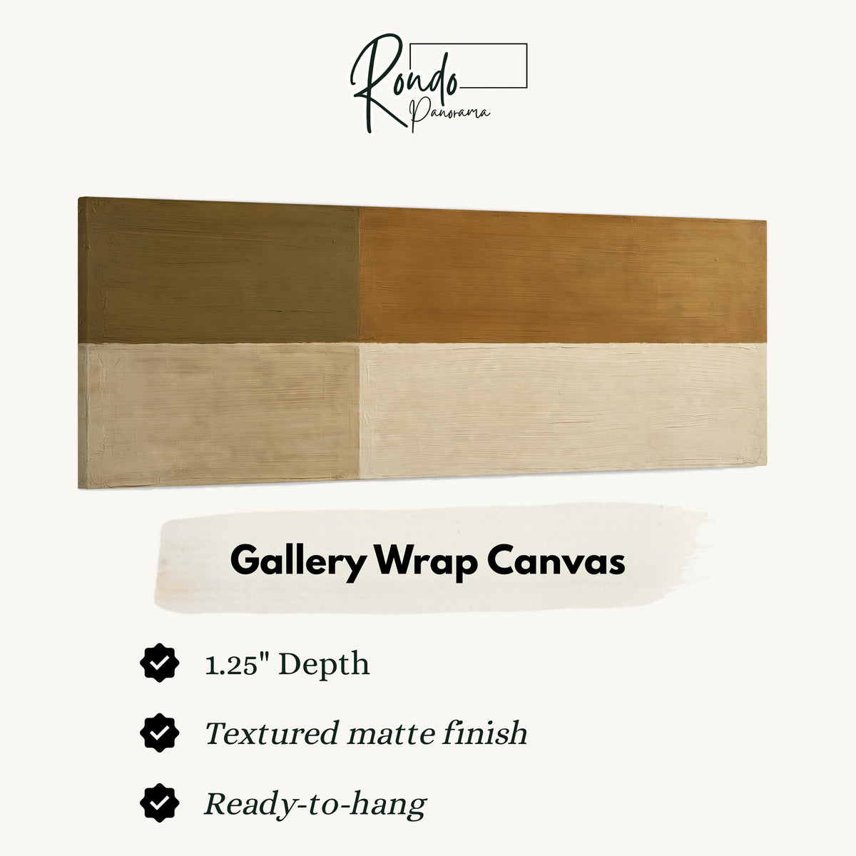 Olive and cream quadrants gallery wrap canvas with the image wrapped around the edges