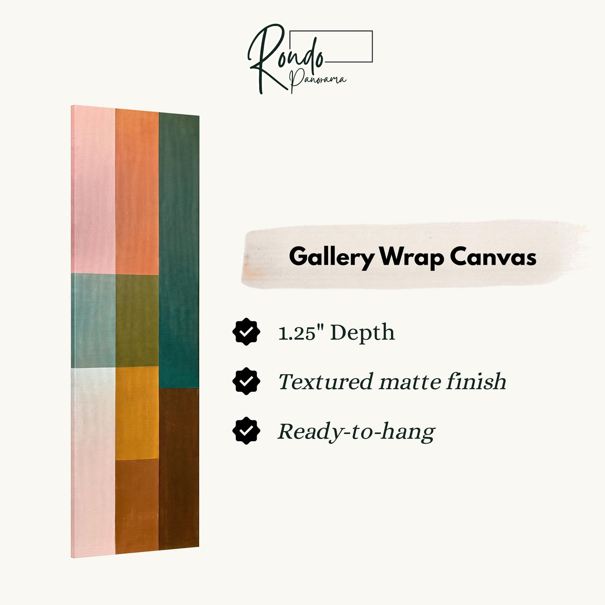 Pastel and earth tone color block grid gallery wrap canvas with the image wrapped around the edges