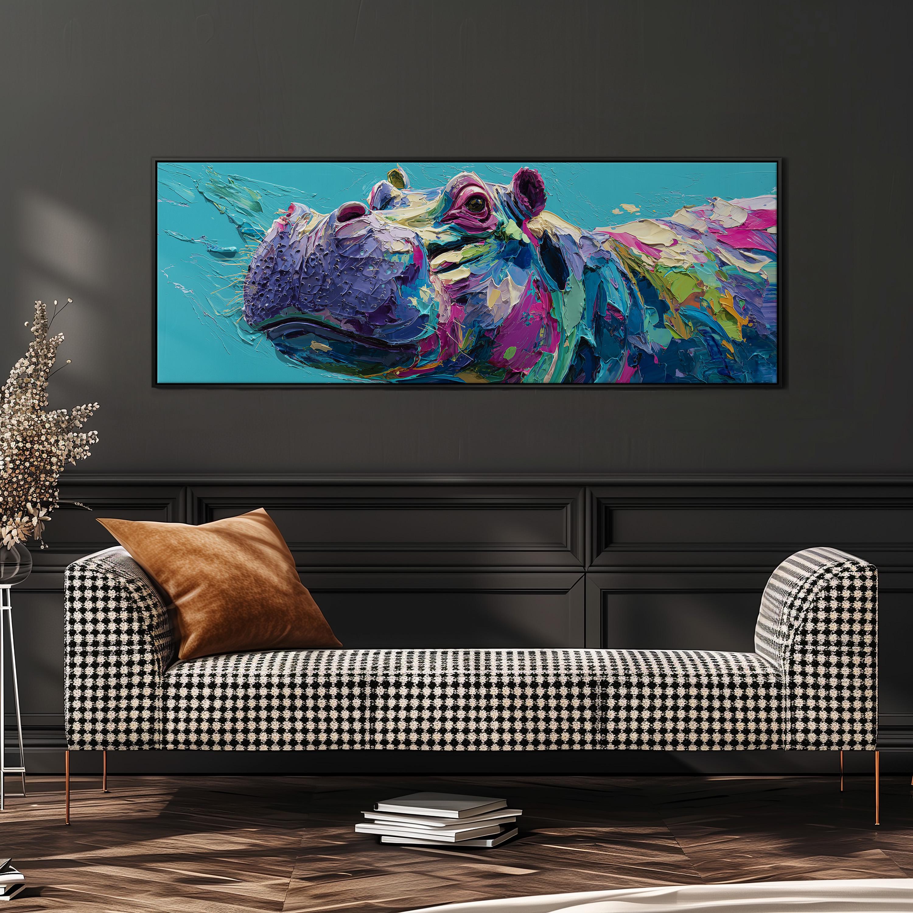Abstract Hippo - Wide Panoramic Canvas
