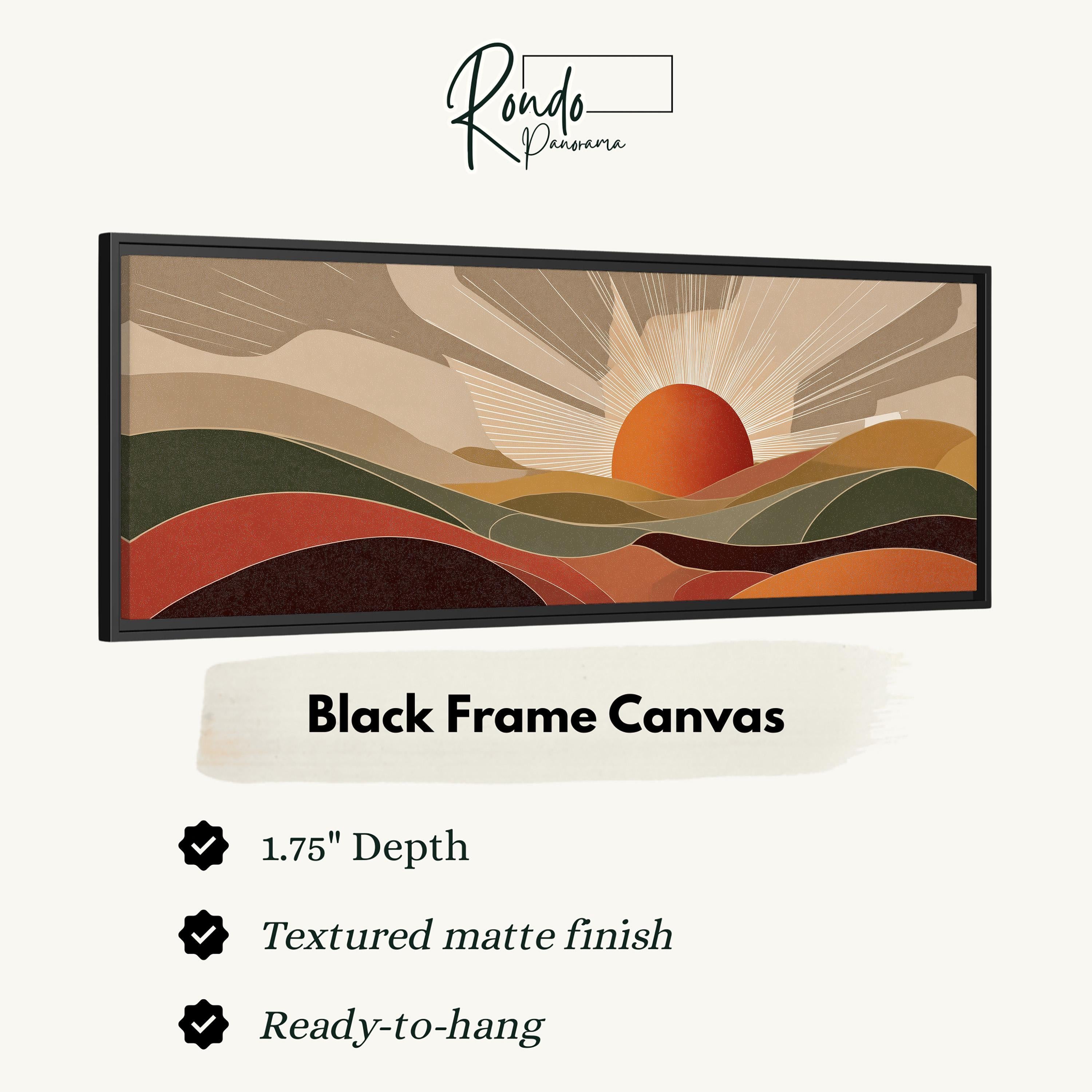 Mid Century Modern Sunset Landscape - Wide Panoramic Canvas