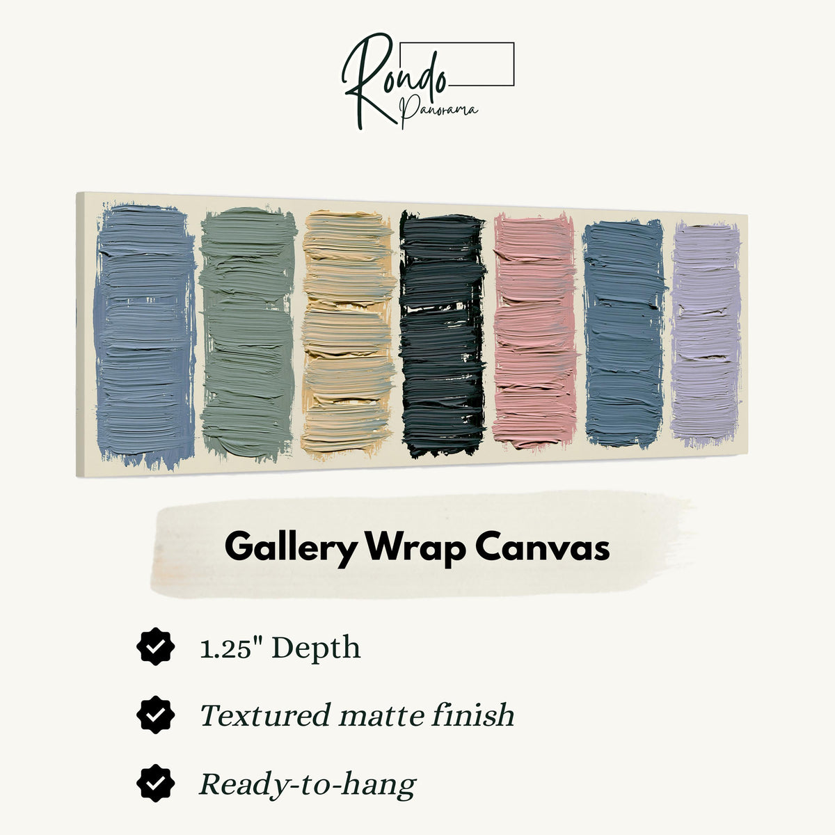 Pastel brushstroke color swatches gallery wrap canvas with the image wrapped around the edges