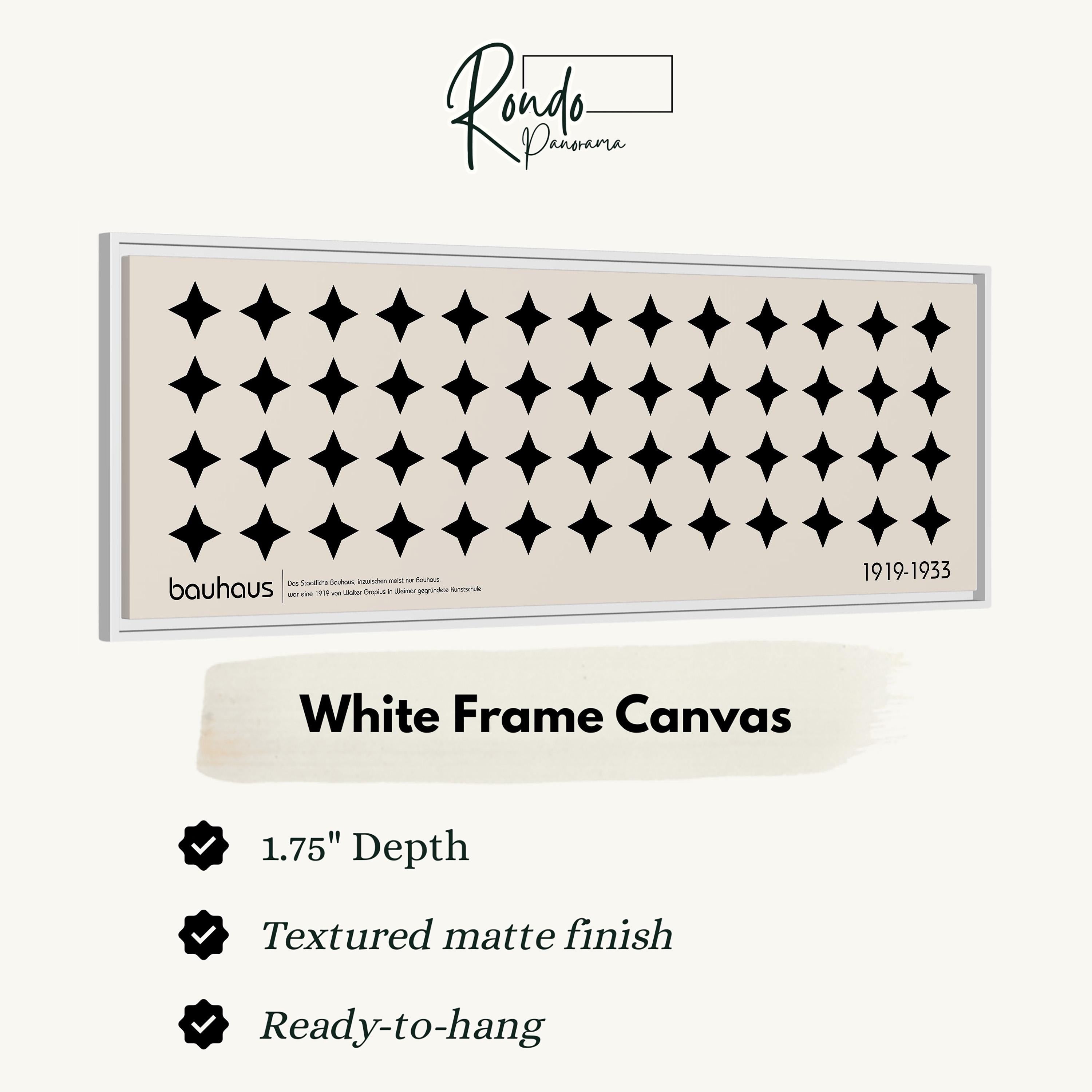 The image is a framed canvas with a repeating pattern of black dots on a white background.
