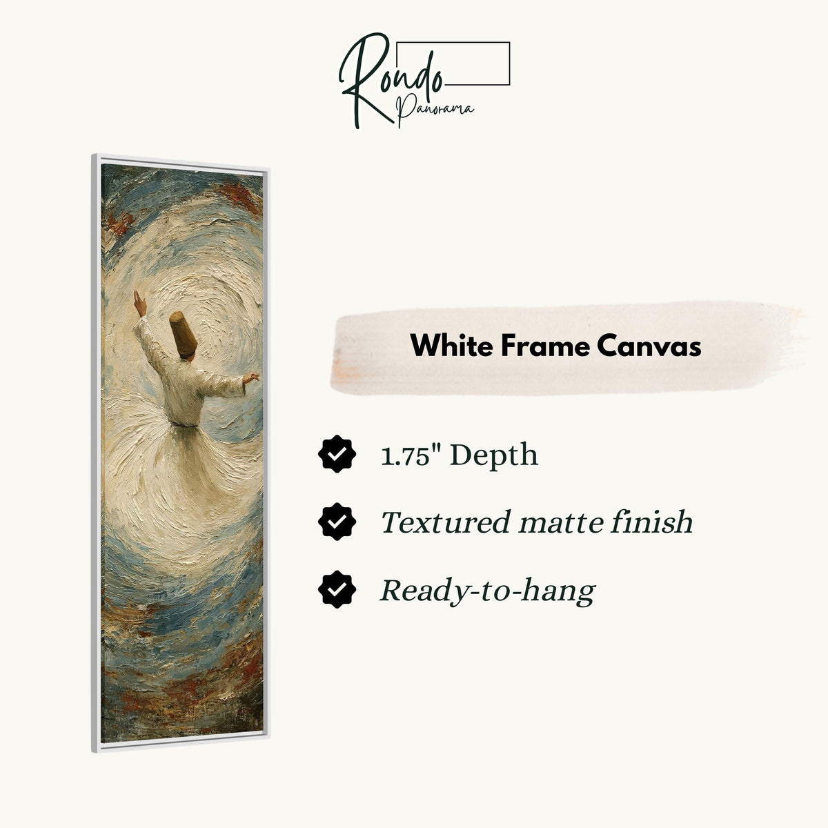 Whirling dervish canvas print in a white floating frame
