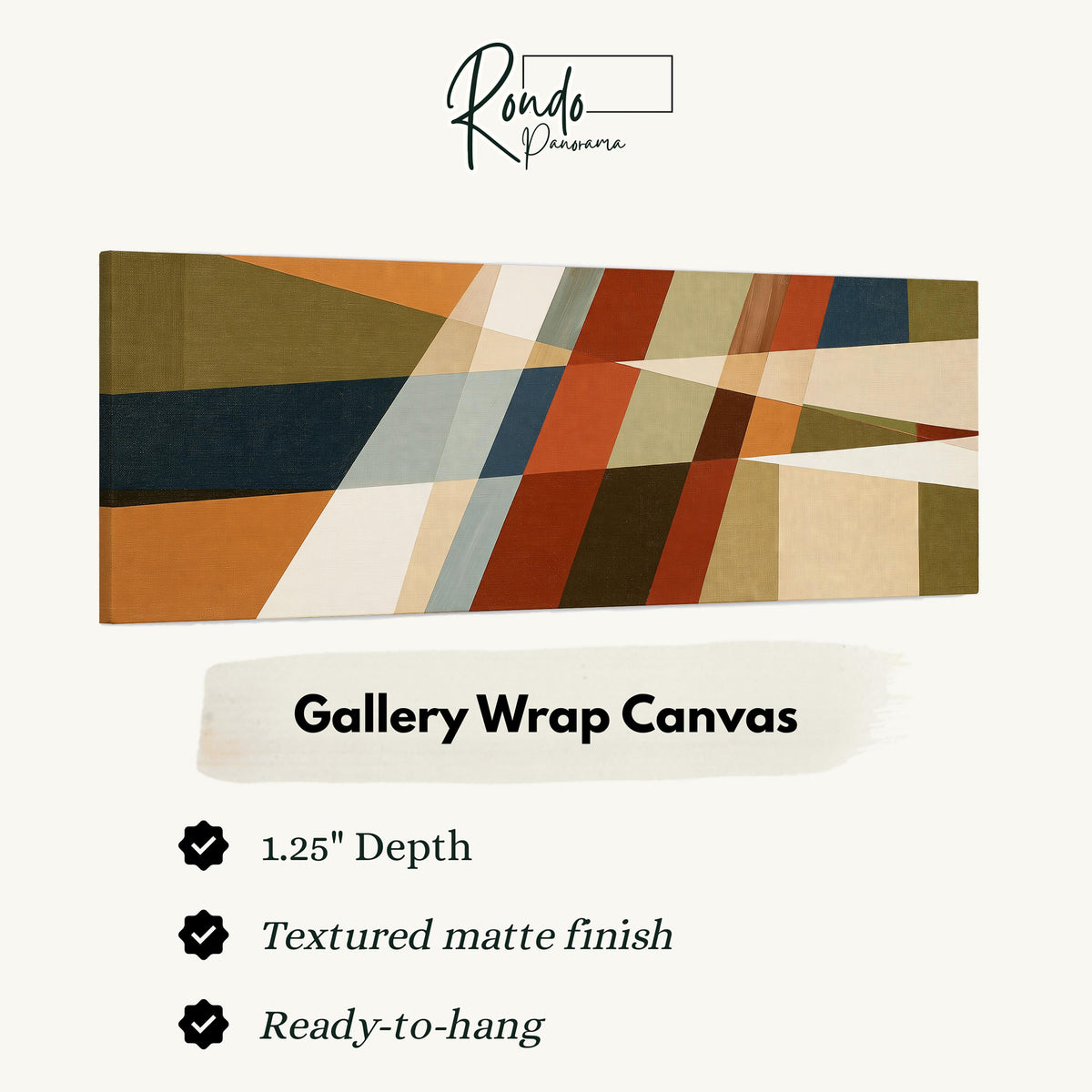 Rust and navy diagonal color blocks gallery wrap canvas with the image wrapped around the edges