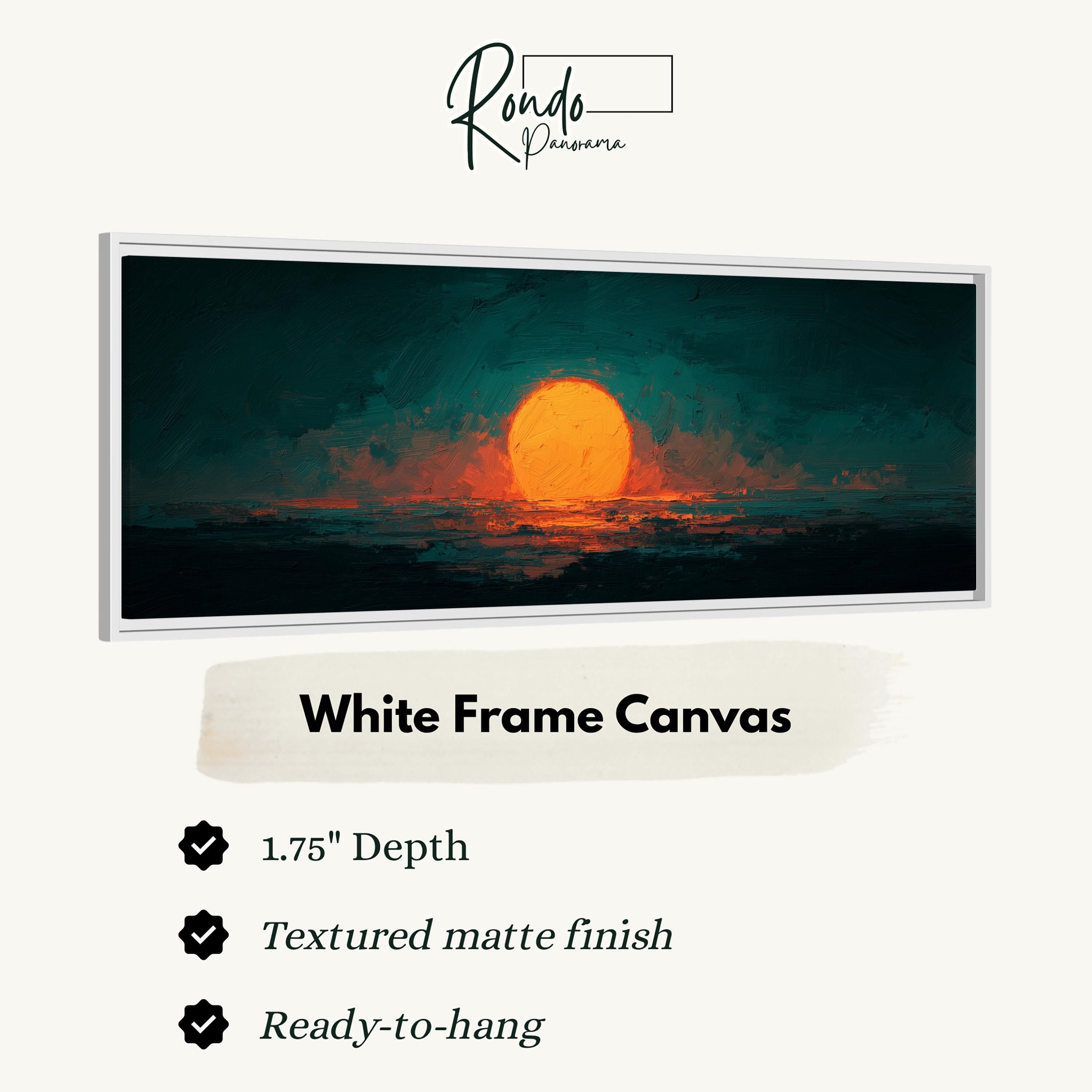 Moody Abstract Sunset - Long Panoramic Framed Canvas Art
