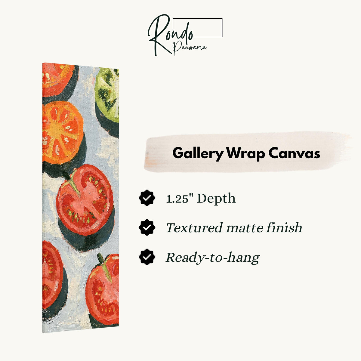 Sliced tomatoes gallery wrap canvas with the image wrapped around the edges