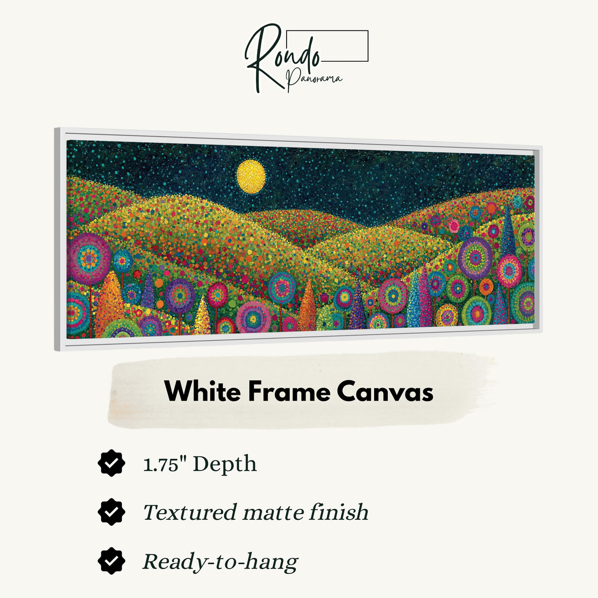 Moonlit flower hills canvas print in a white floating frame