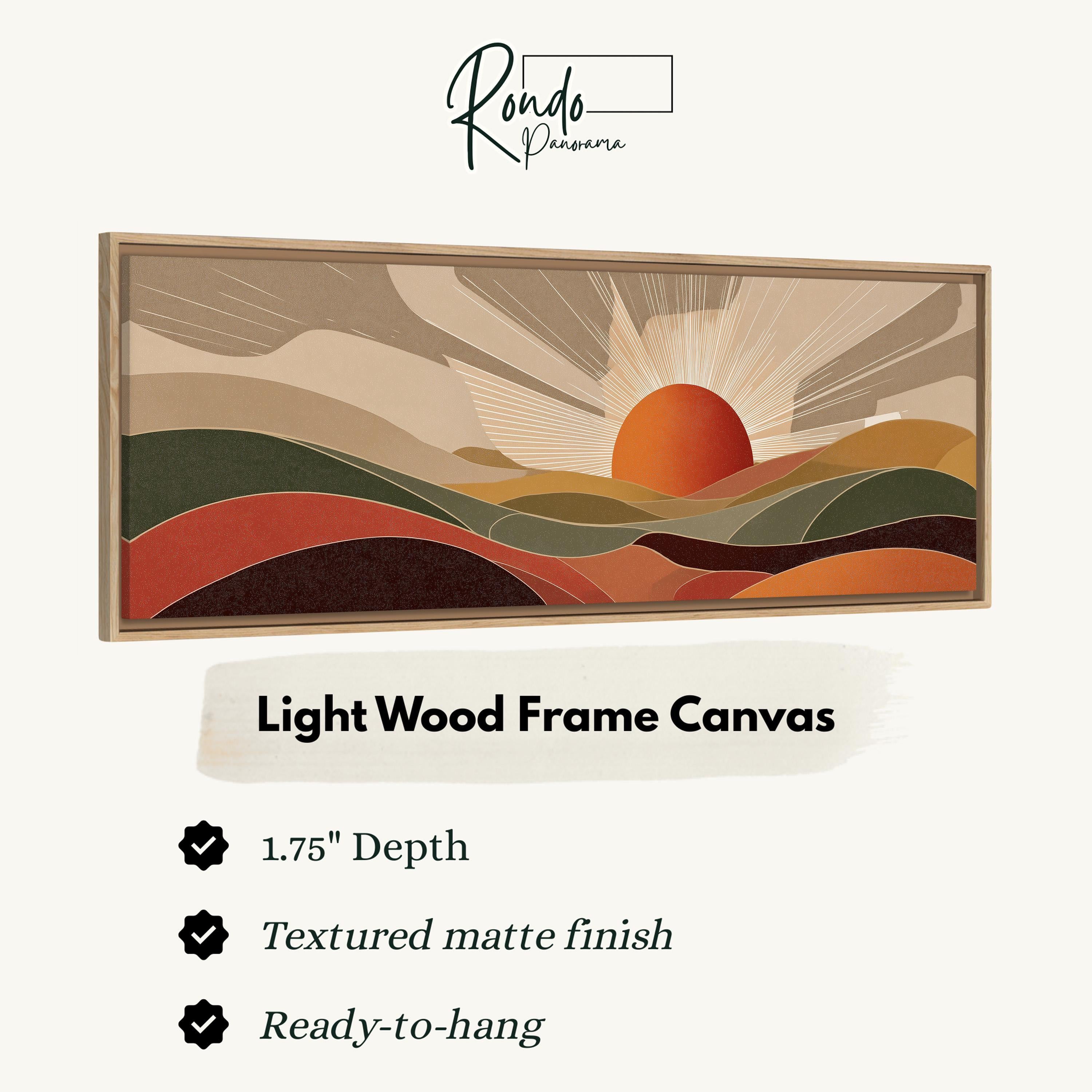 Mid Century Modern Sunset Landscape - Wide Panoramic Canvas