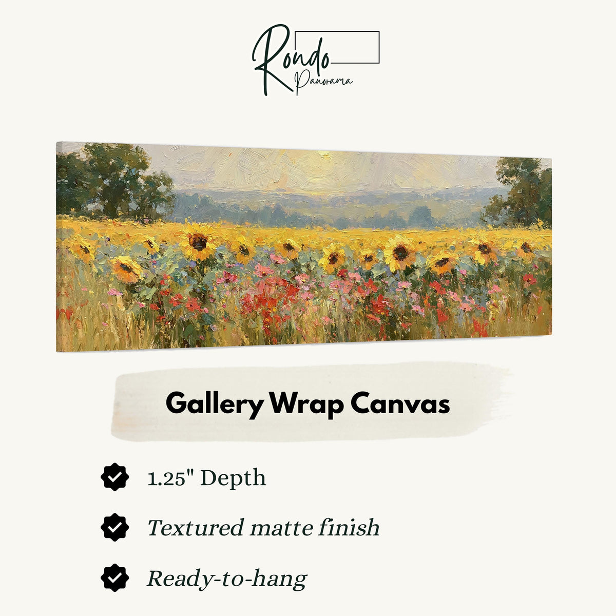 Sunflower and poppy meadow gallery wrap canvas with the image wrapped around the edges