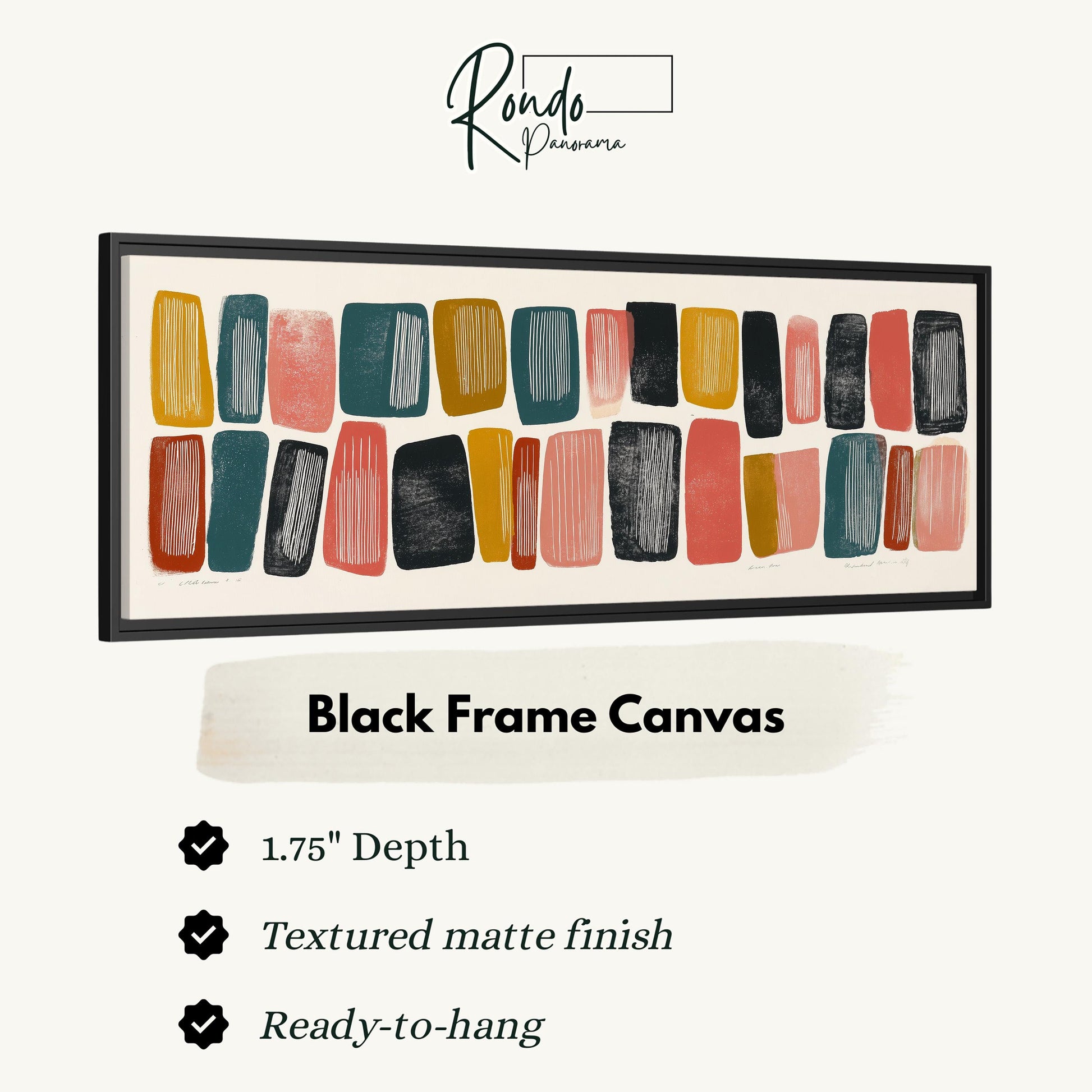 The image is a black frame canvas with a variety of abstract shapes in different colors, including red, orange, yellow, green, blue, and black.